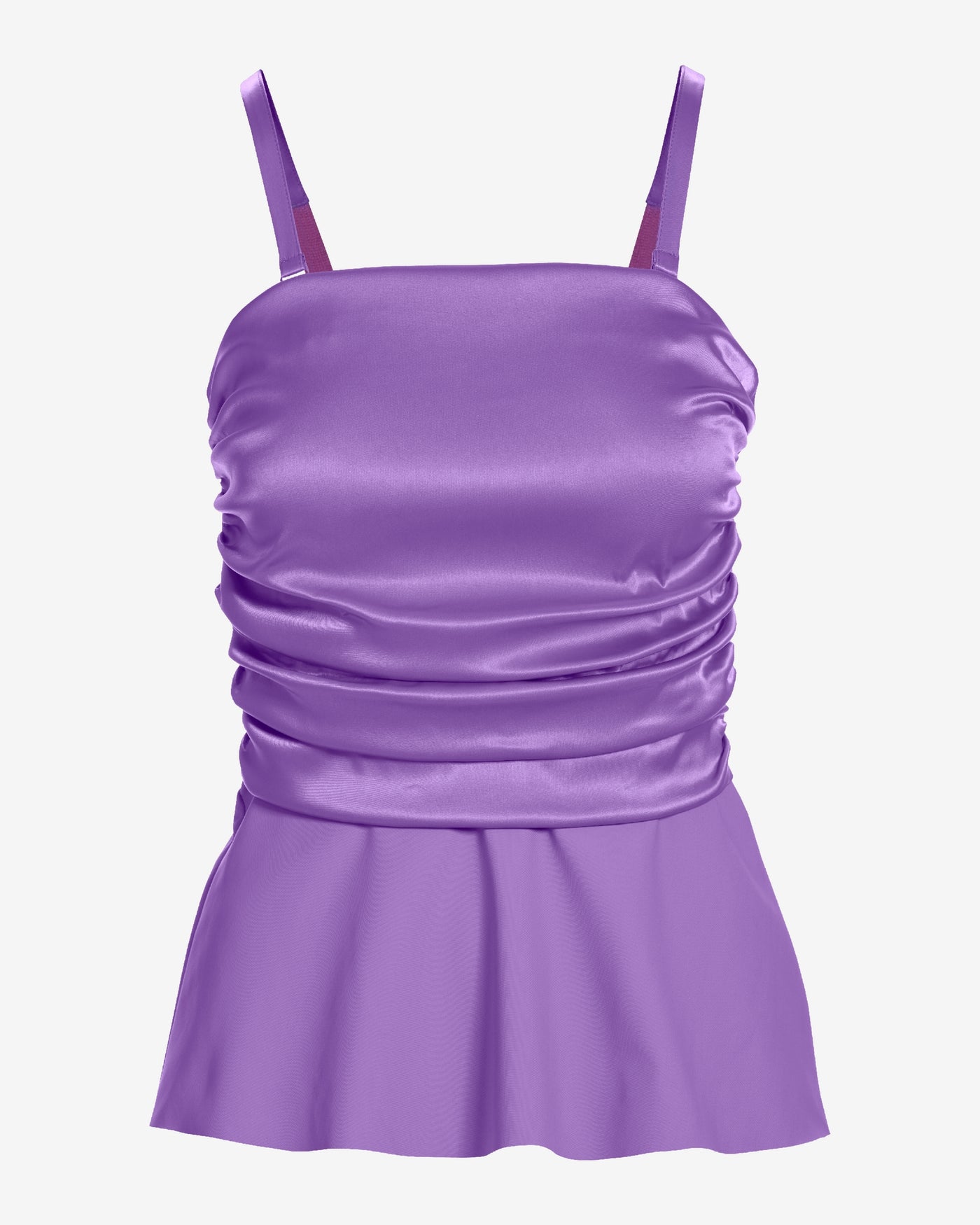 Strapless Ruched Peplum Top Amethyst Orchid