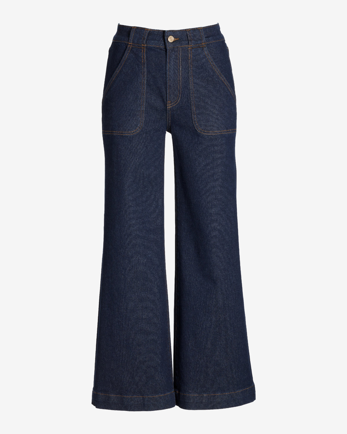Malibu High Rise Patch Pocket Wide Leg Jean Dark Rinse