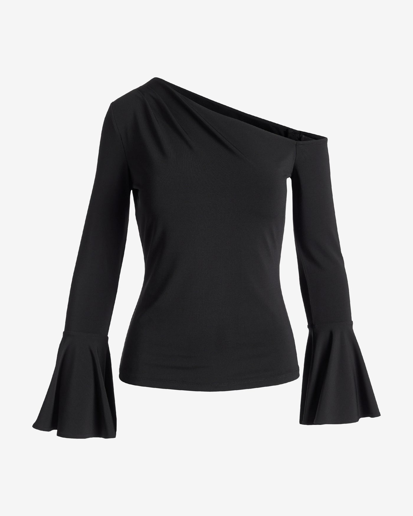 One Shoulder Draped Knit Top Black
