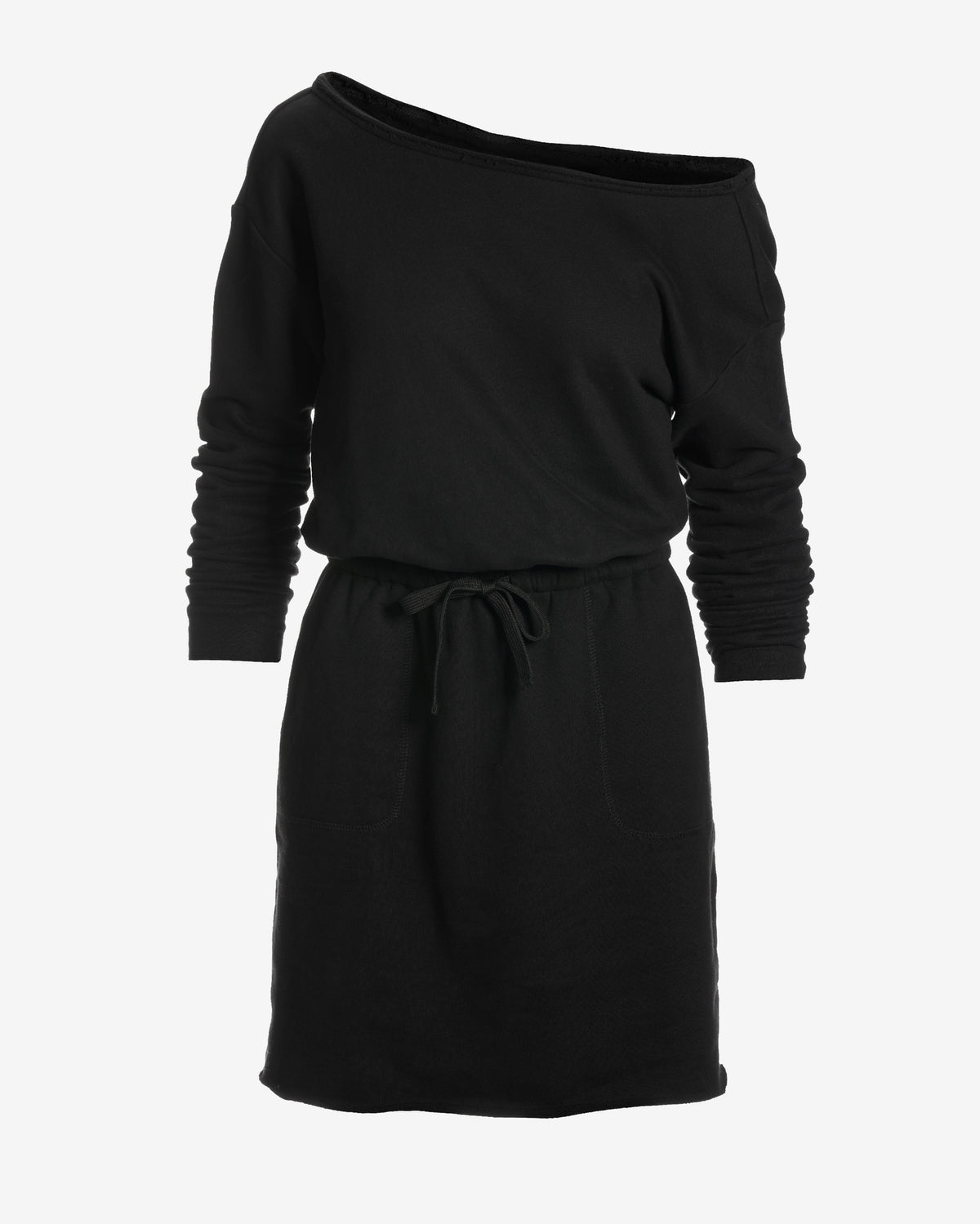 Cotton Comfort Slouchy Drawstring Sport Dress Black