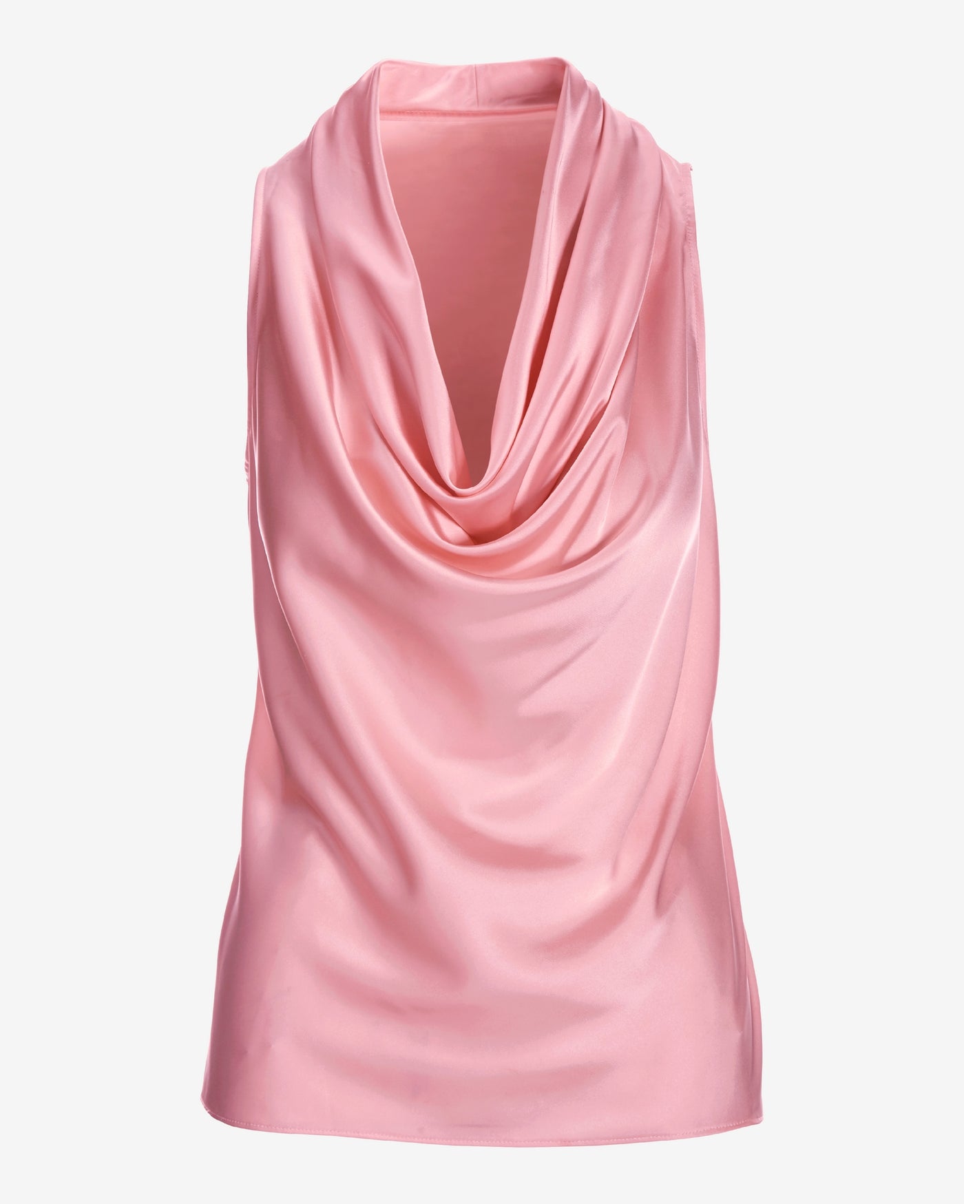 Marilyn Cowl-Neck Charmeuse Blouse Flamingo Pink