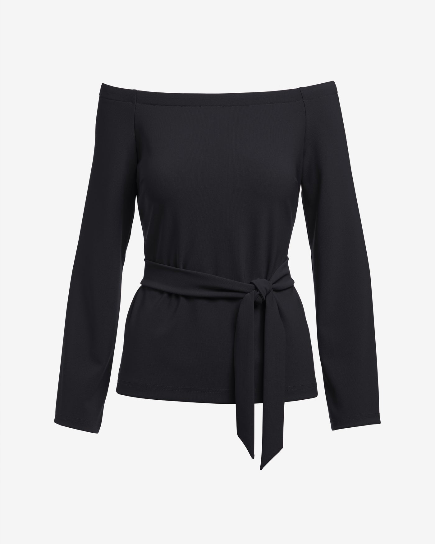 Beyond Travel Belted Off The Shoulder Top Jet Black