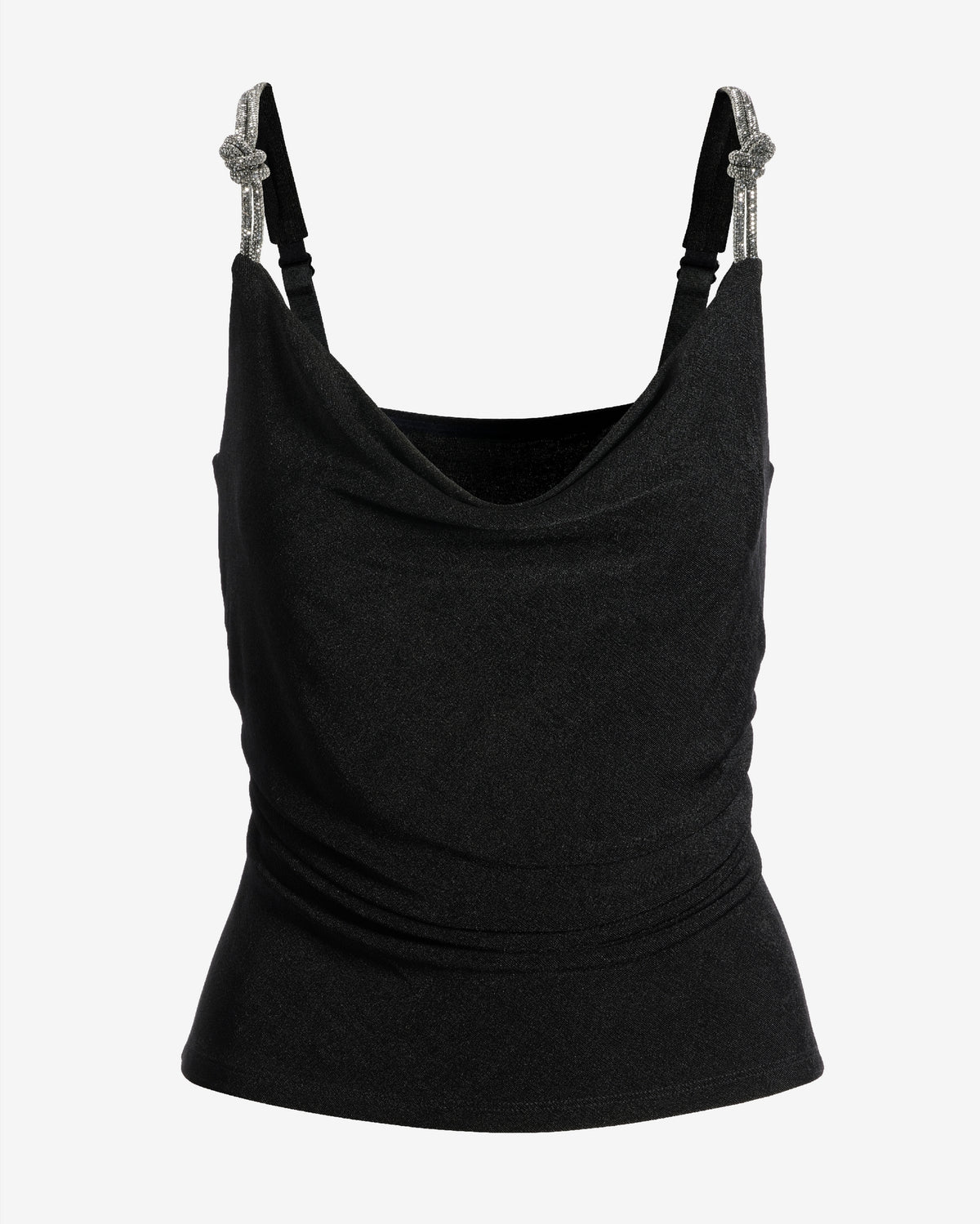 Slinky Rhinestone Knot Knit Top Black