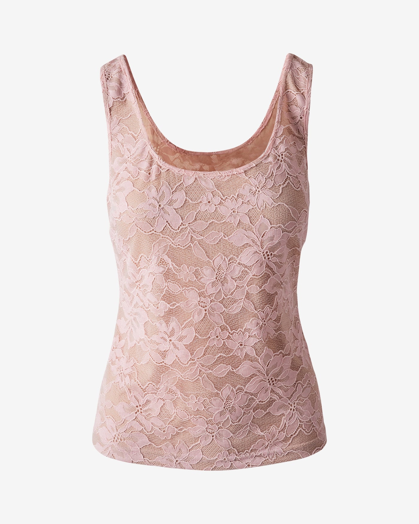 Lace Scoop Neck Tank Top Seashell Pink