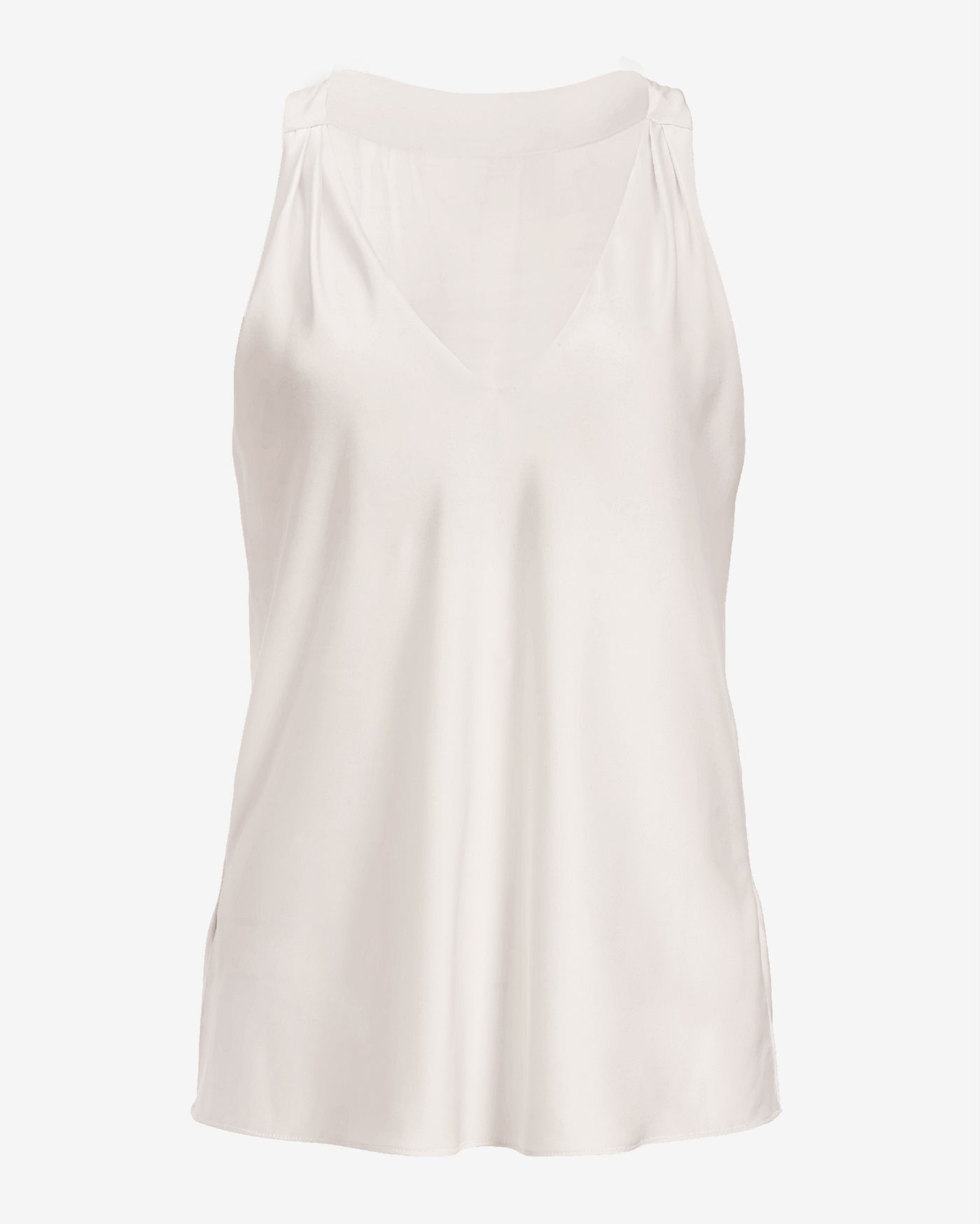 Nikki V-Neck Charmeuse Blouse Off White