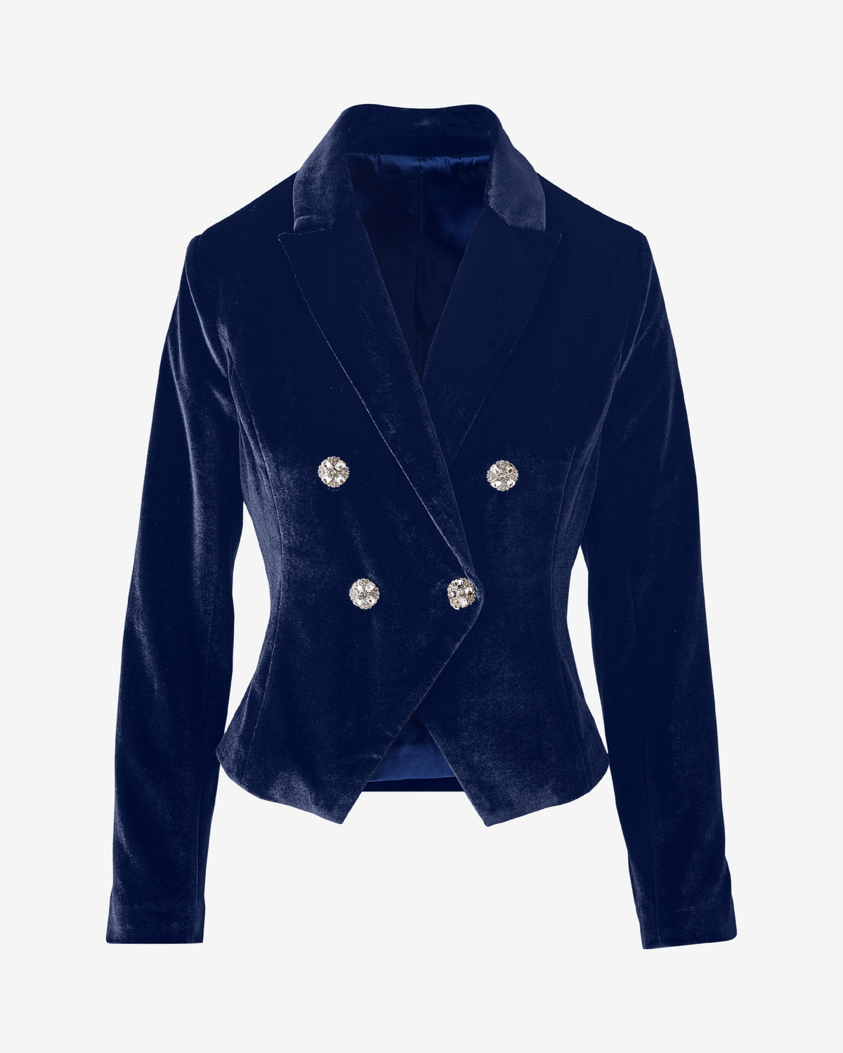 Ultimate Velvet Double Breasted Shaped Blazer Navy