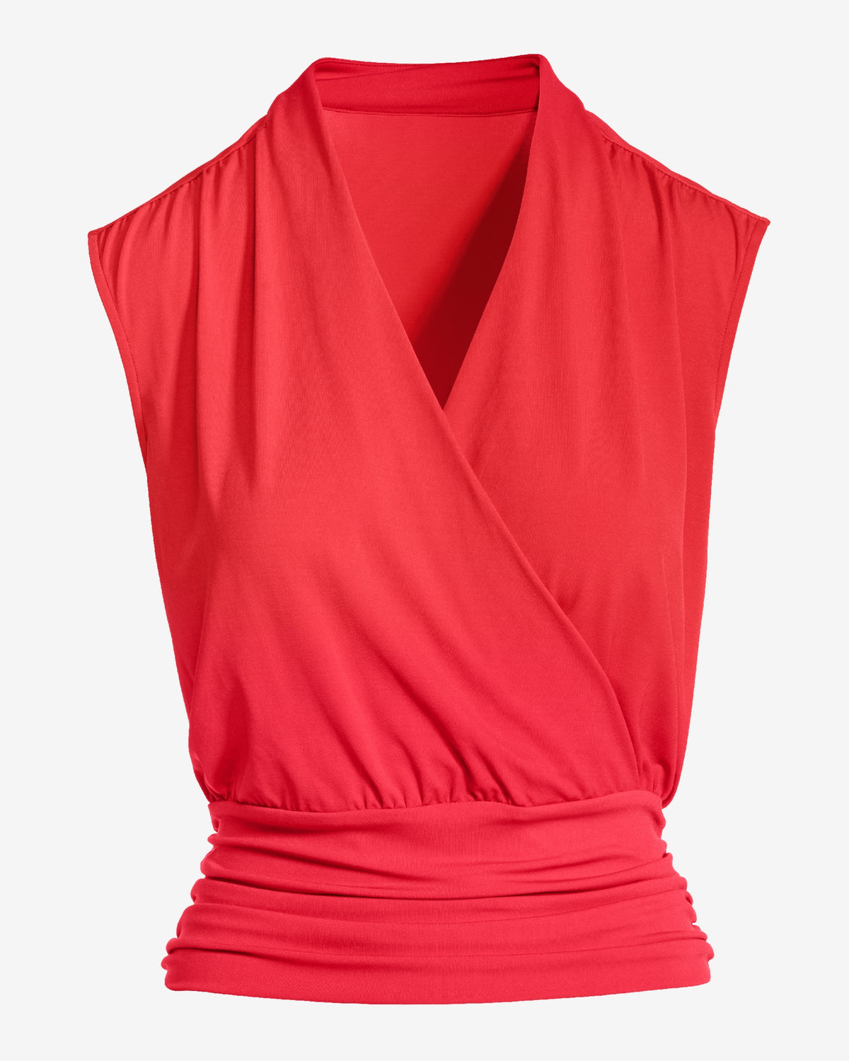 So Chic Cap Sleeve Surplice Blouson Knit Top Hibiscus