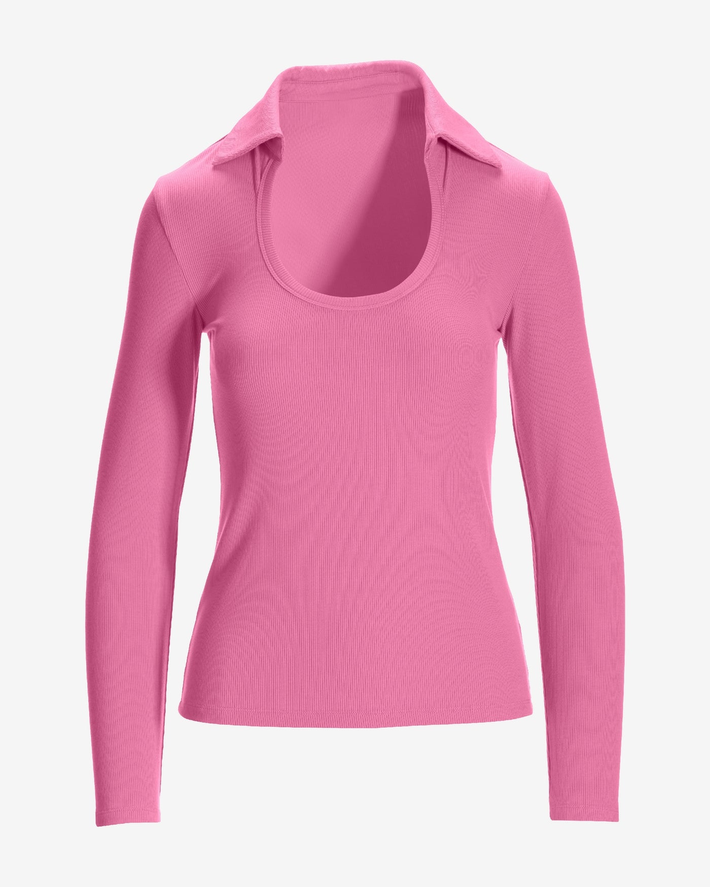 So Essential Collared Scoop-Neck Top Pink Carnation