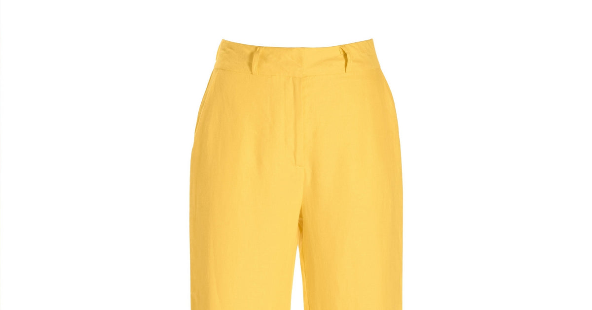 Malibu Polished Linen Wide Leg Trouser Pant Lemon Drop & Boston Proper