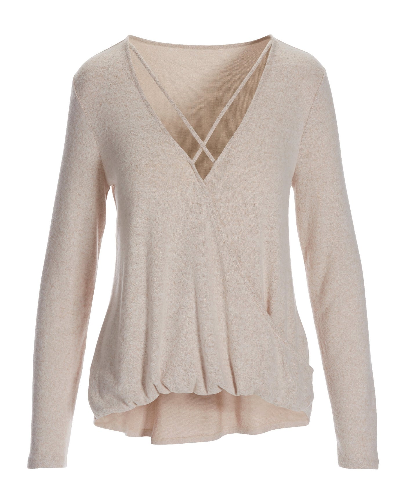 So Soft Surplice Strappy Top Heathered Oatmeal