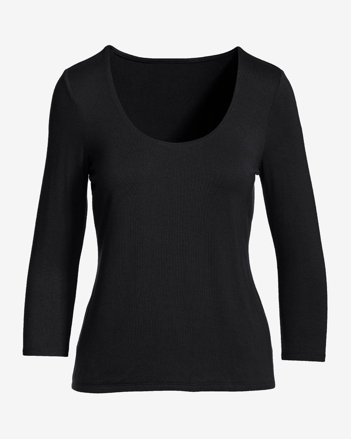 So Effortless Three Quarter Sleeve Scoop Neck Top Proper Black
