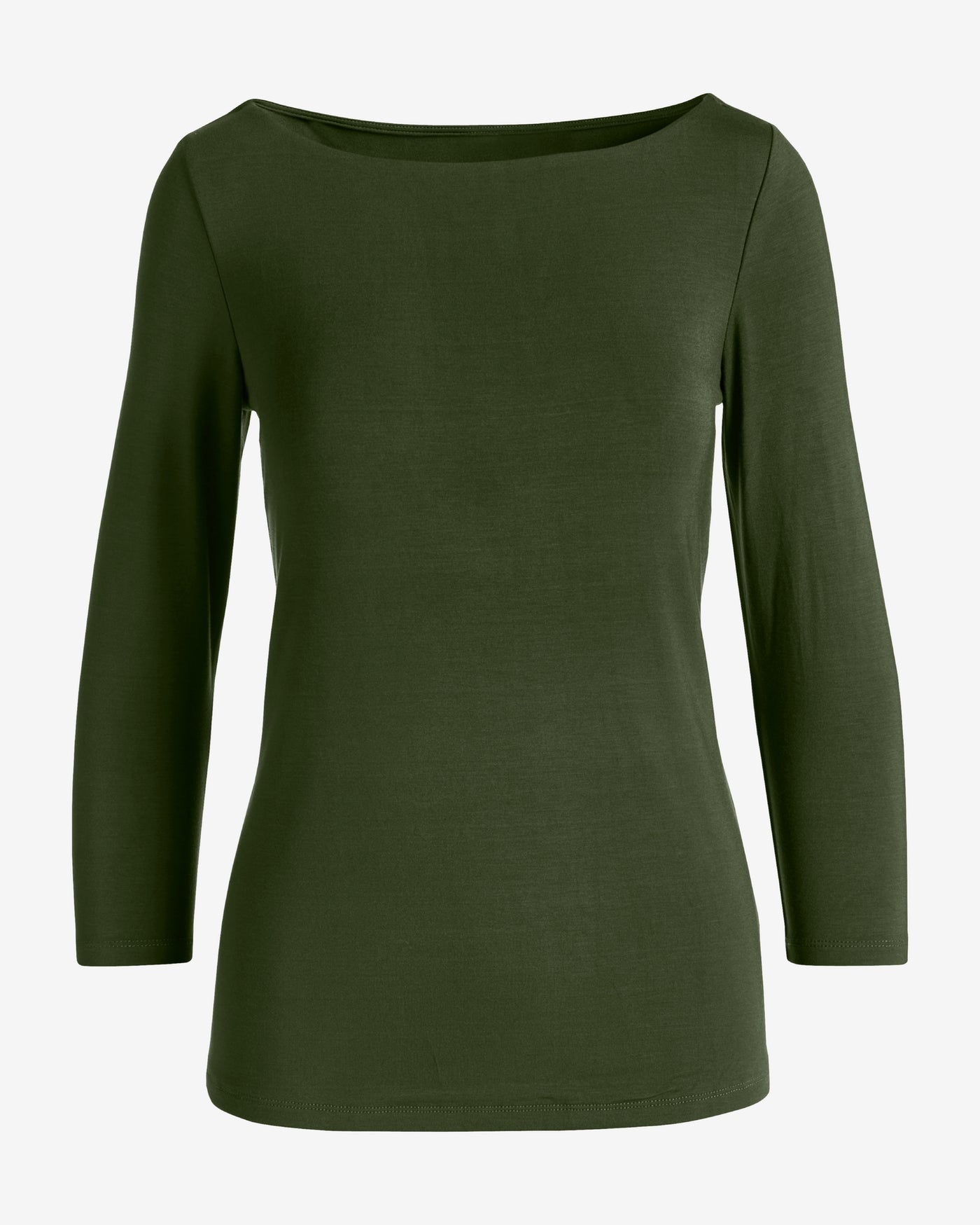 So Effortless Boat Neck 3/4 Sleeve Knit Top Tuscan Olive