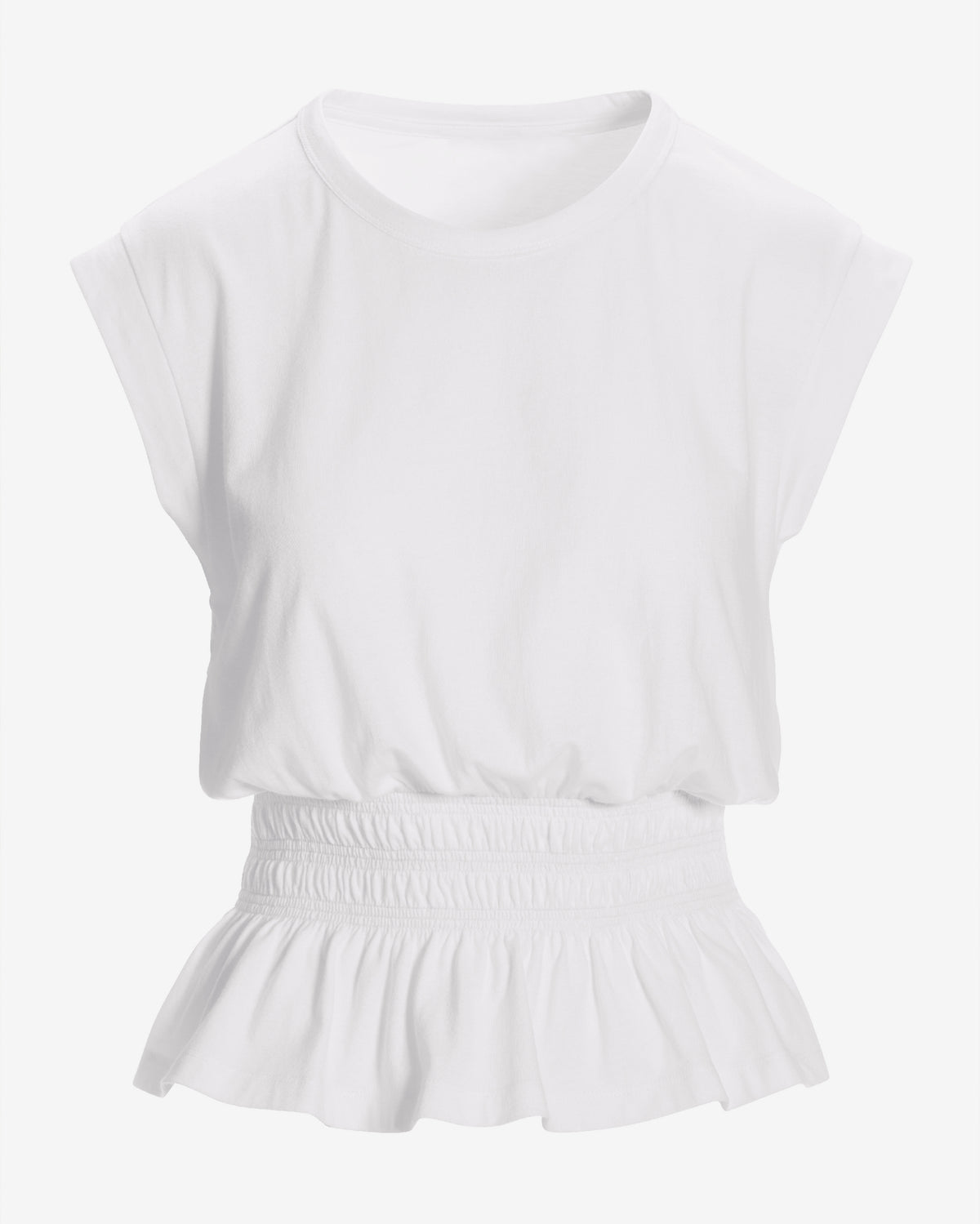 Smocked Peplum Tee Pure White