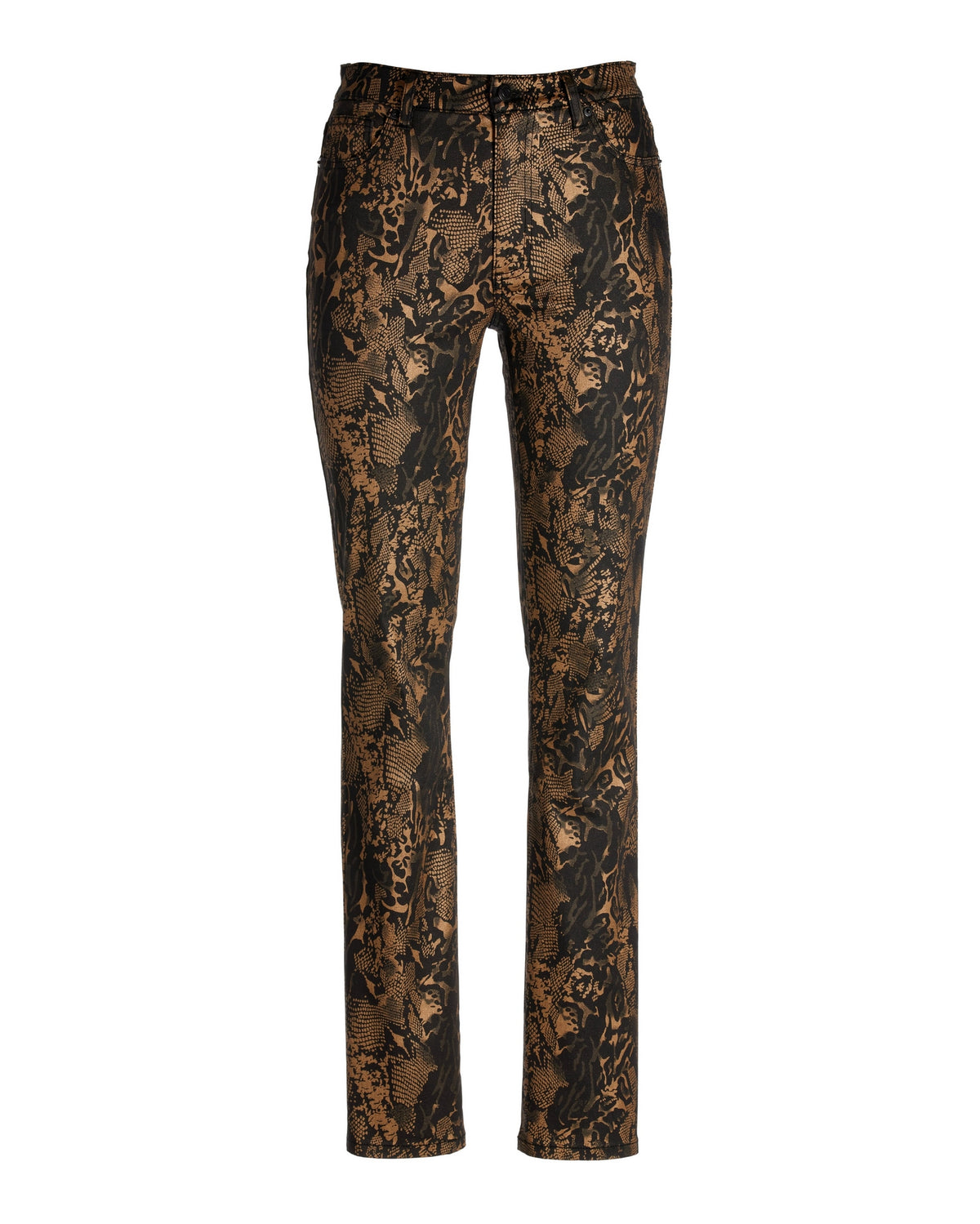 Newport Neutral Python Print Coated Slim Straight Jean Black Multi