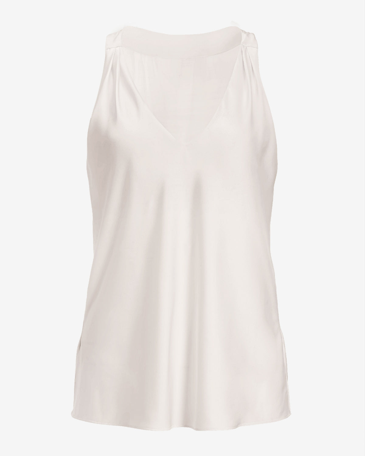 Nikki V-Neck Charmeuse Blouse Off White