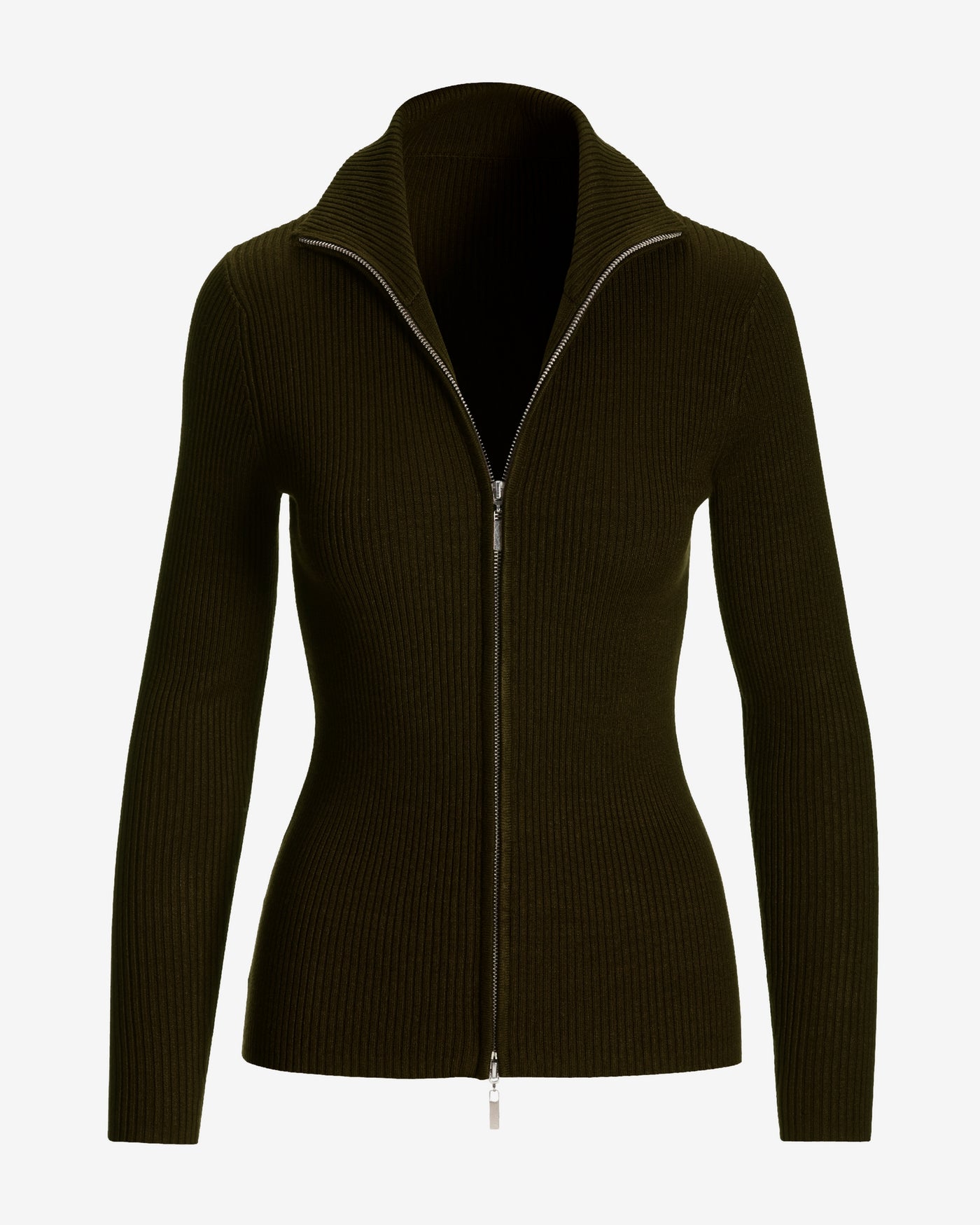 Ribbed Full Zip Cardigan Safari Brown