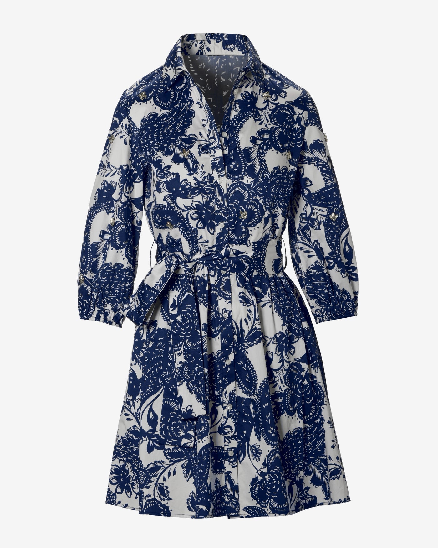 Crystal Embellished Tropical Breeze Print A Line Dress Tropical Breeze