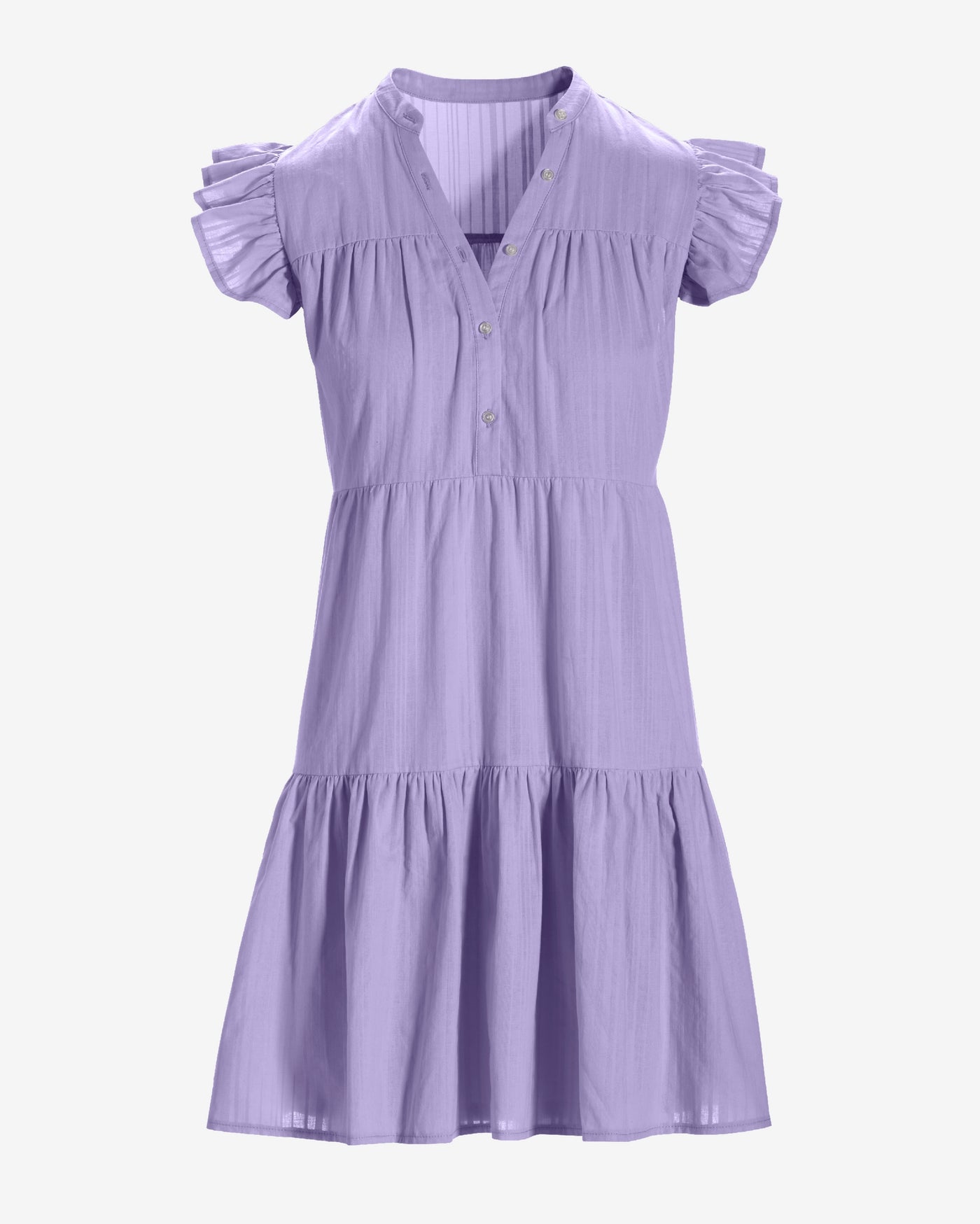 Shadow Stripe Cotton Tiered Shift Dress Lavender