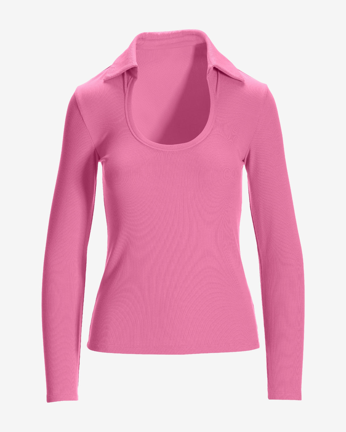 So Essential Collared Scoop-Neck Top Pink Carnation