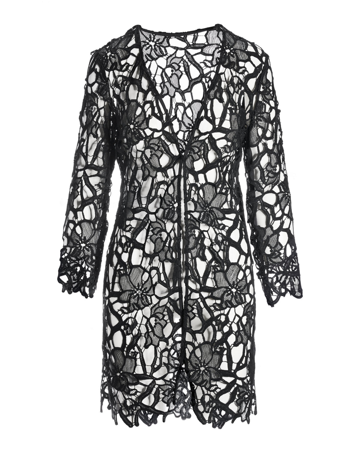 Lace Hip Length Duster Black