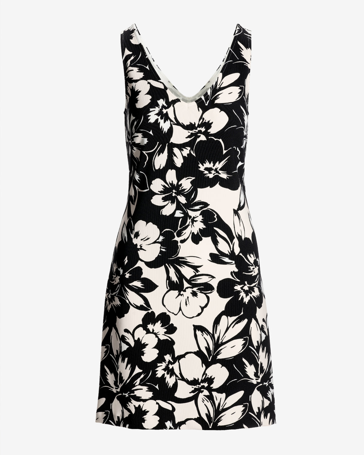 Beyond Travel Contrast Fleurs Print V Neck Cross Back Short Dress Ivory Coast/Jet Black