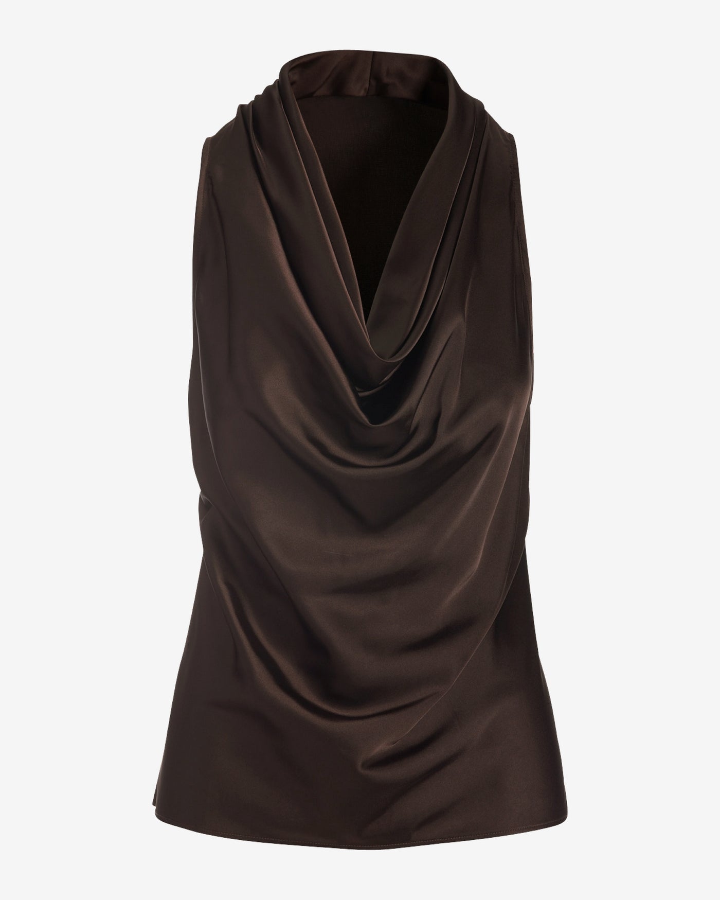Marilyn Cowl-Neck Charmeuse Blouse Safari Brown