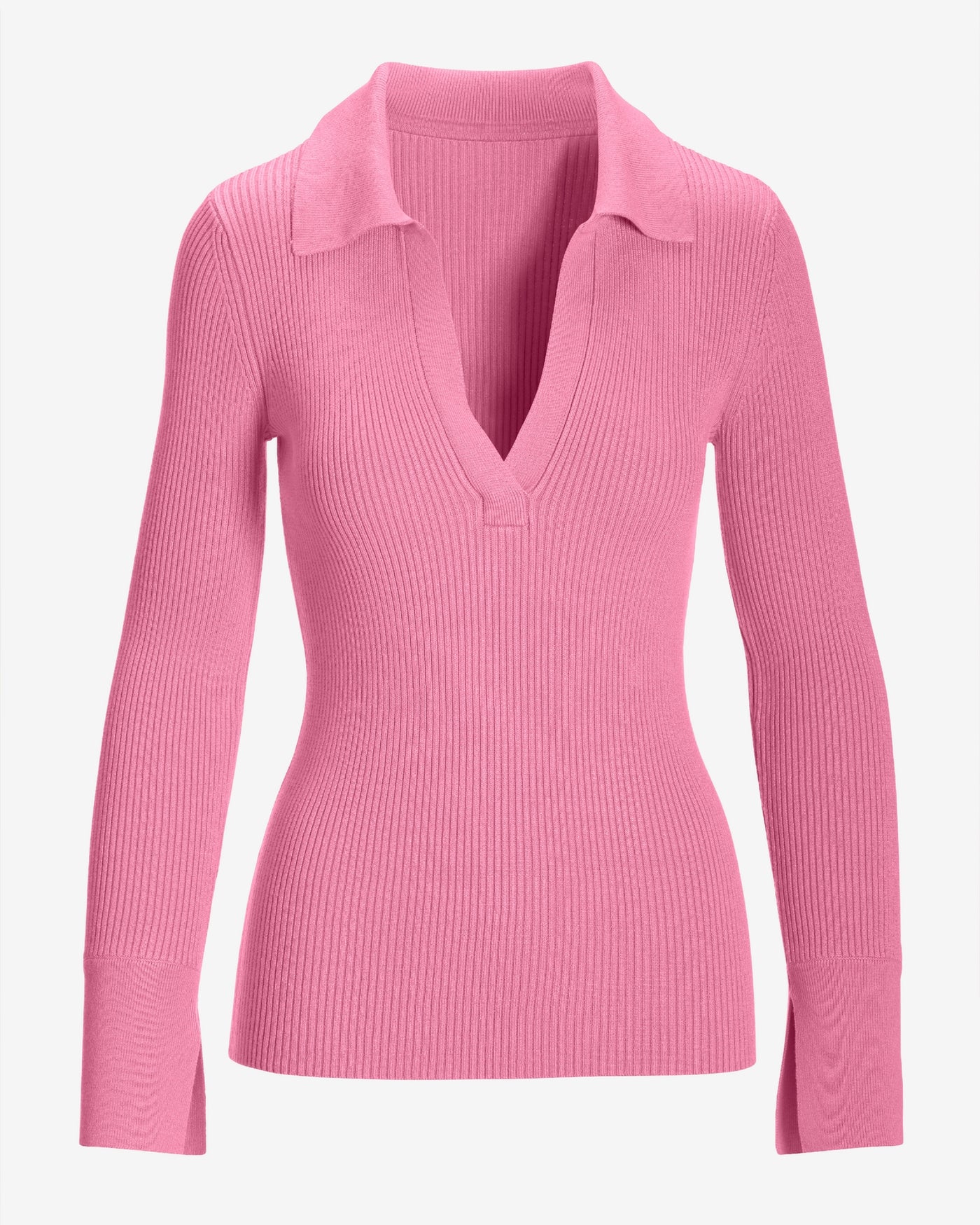 Ribbed Collar Sweater Sachet Pink