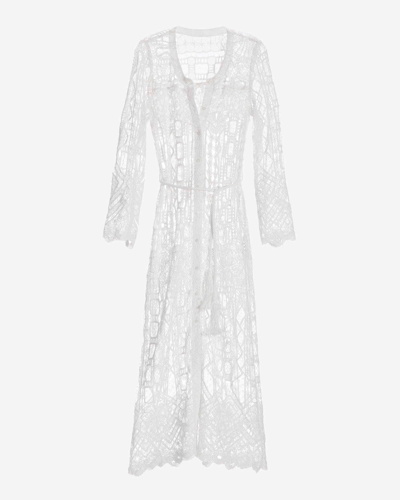 Mesh Crochet Mix Duster White