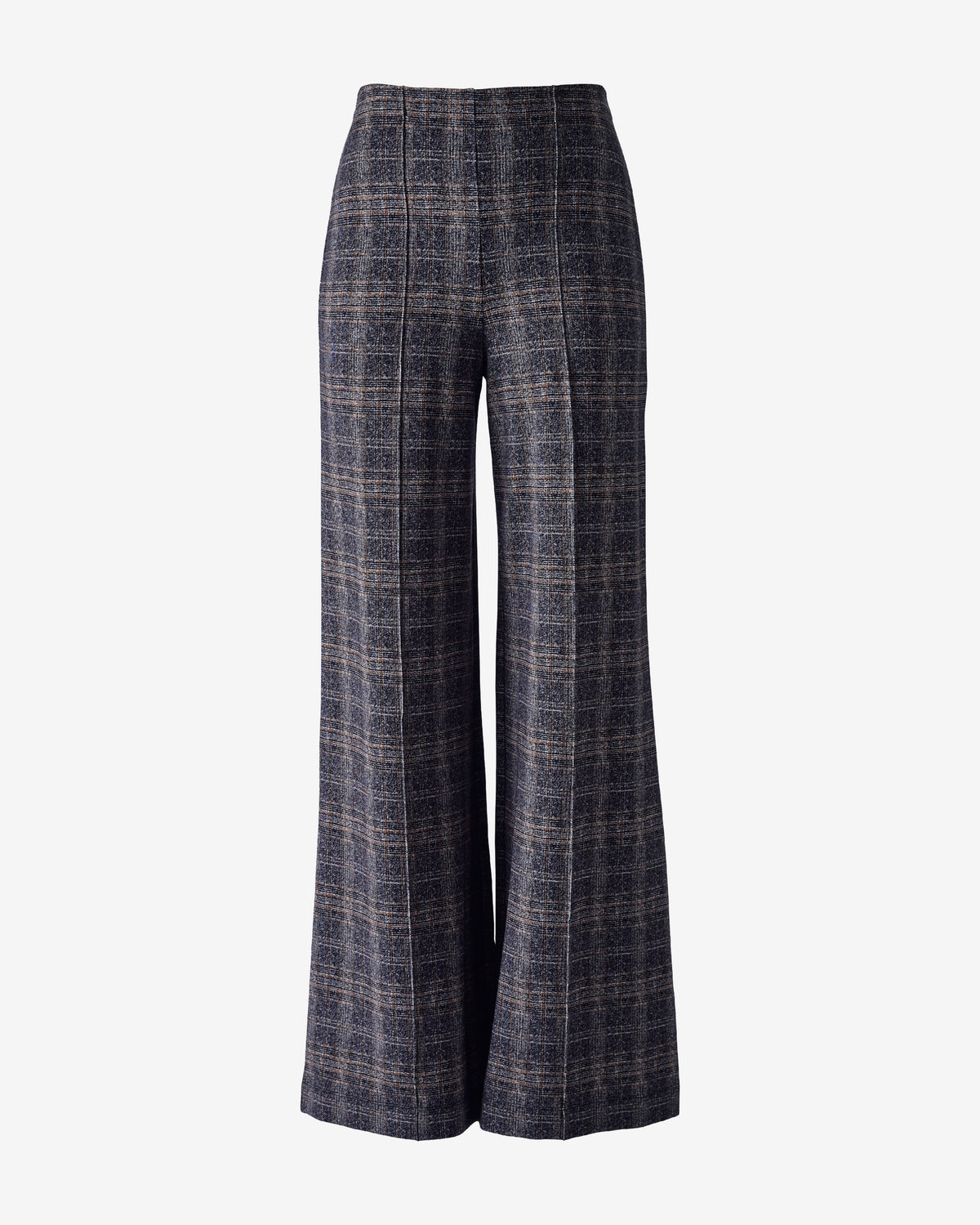 Plaid Ultimate Ponte Wide Leg Pant Charcoal Gray Multi