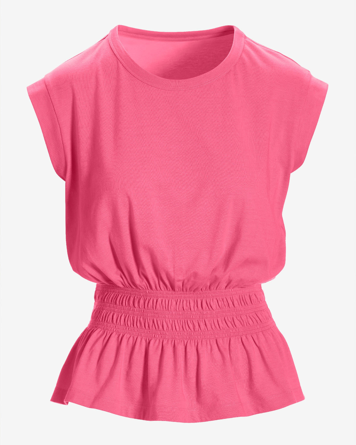 Smocked Peplum Tee Aurora Pink