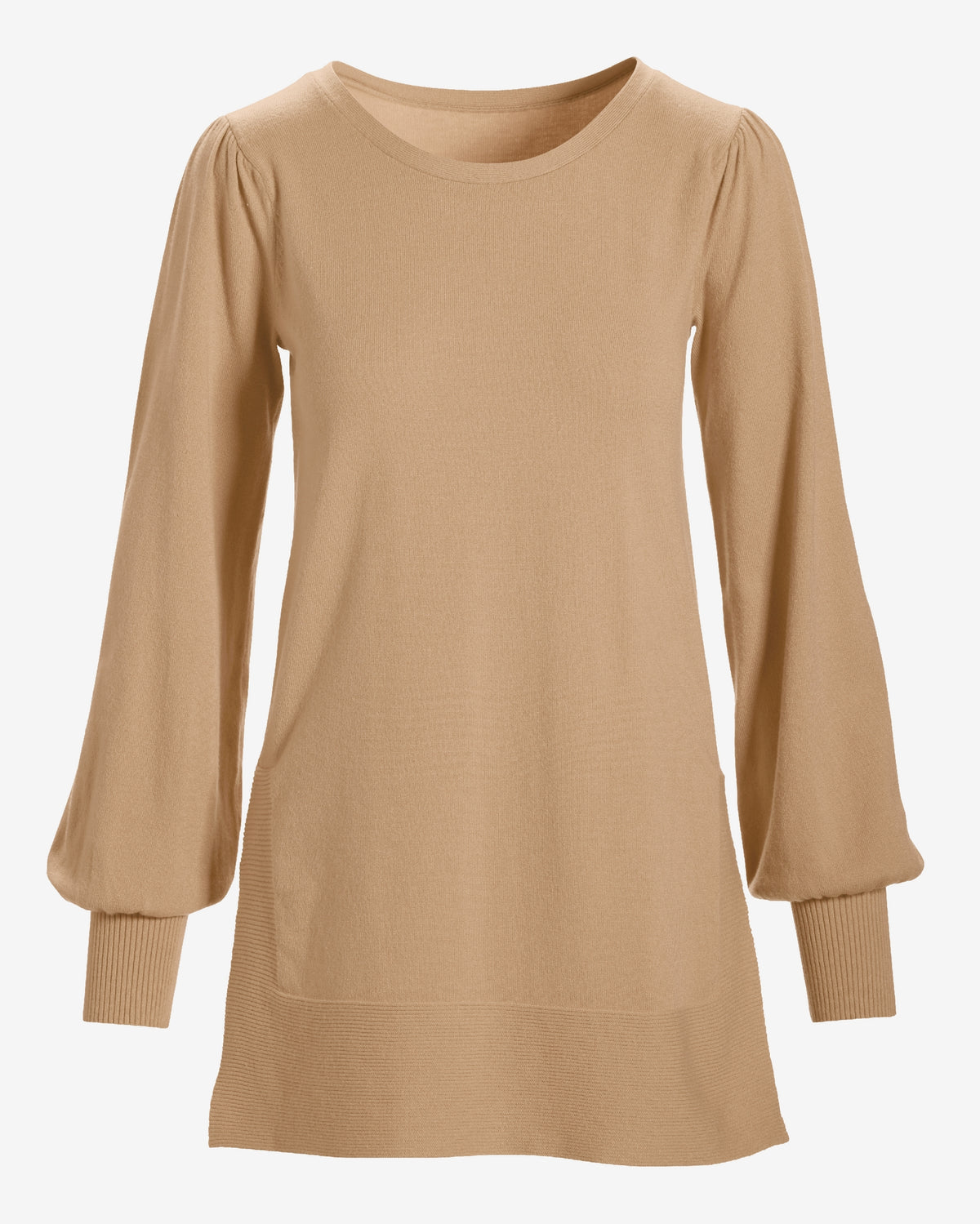 Lightweight Puff Sleeve Tunic Sweater Sesame