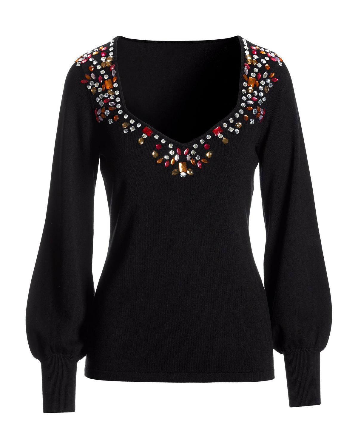Jeweled Embellished Sweater Black Multi