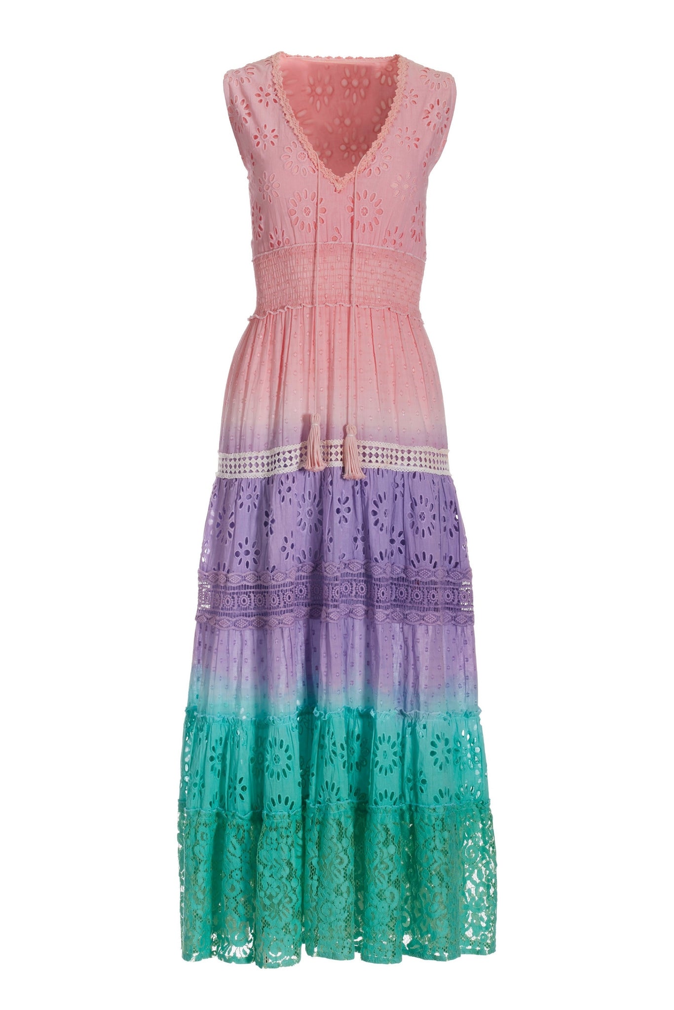 Dip Dyed Eyelet Maxi Pink Multi