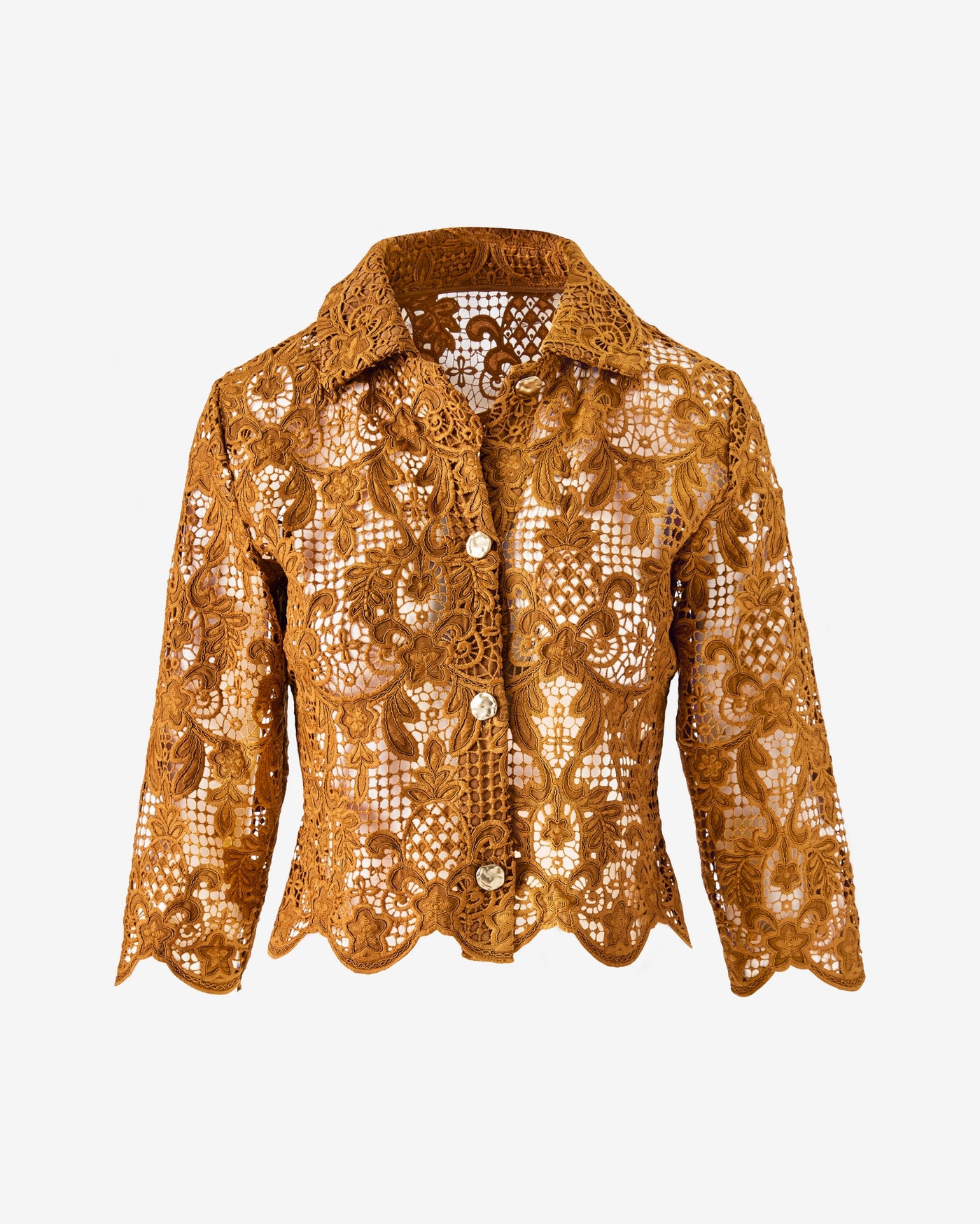 Cropped Lace Jacket Bourbon
