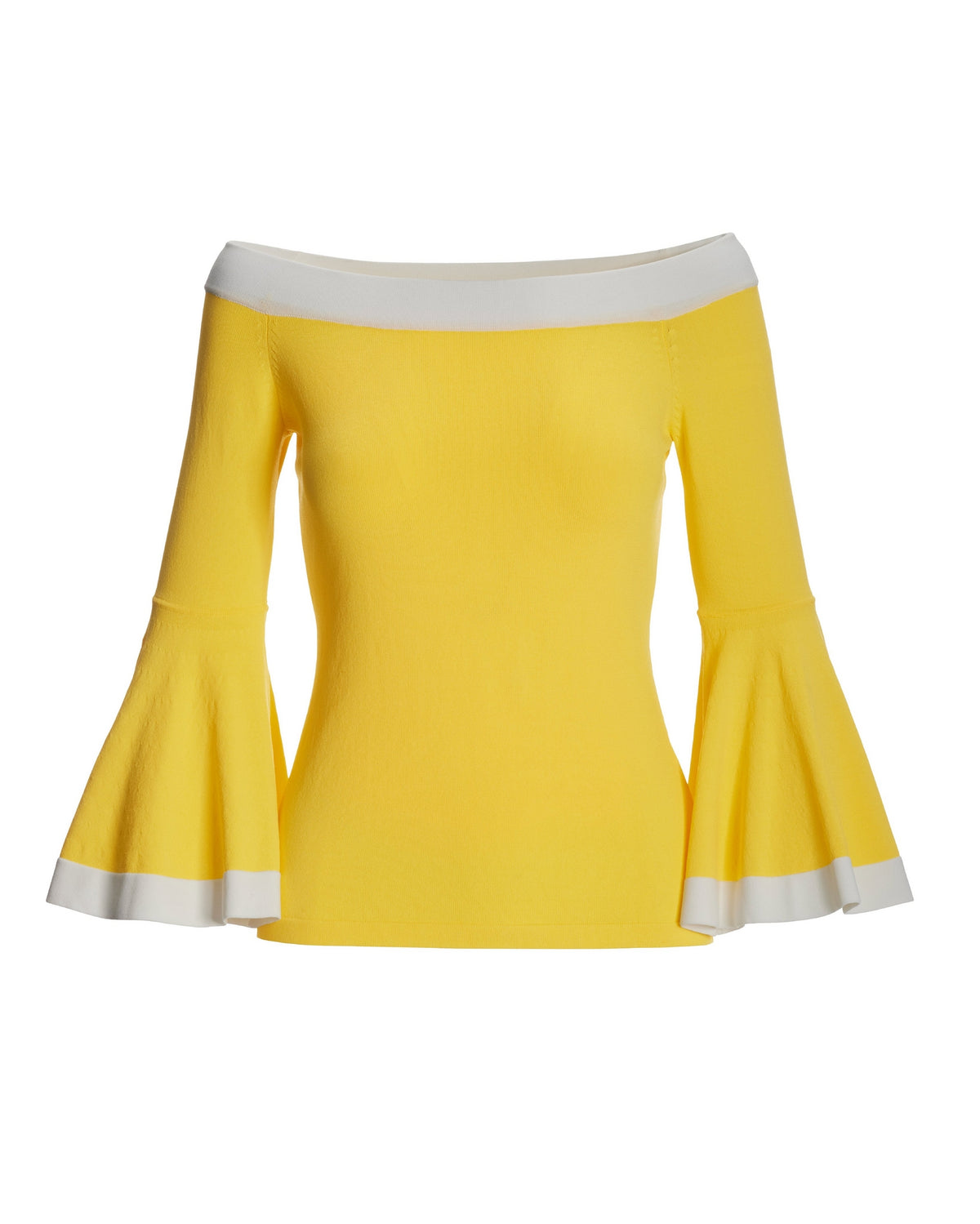 Color Block Flare Sleeve Sweater Yellow/White