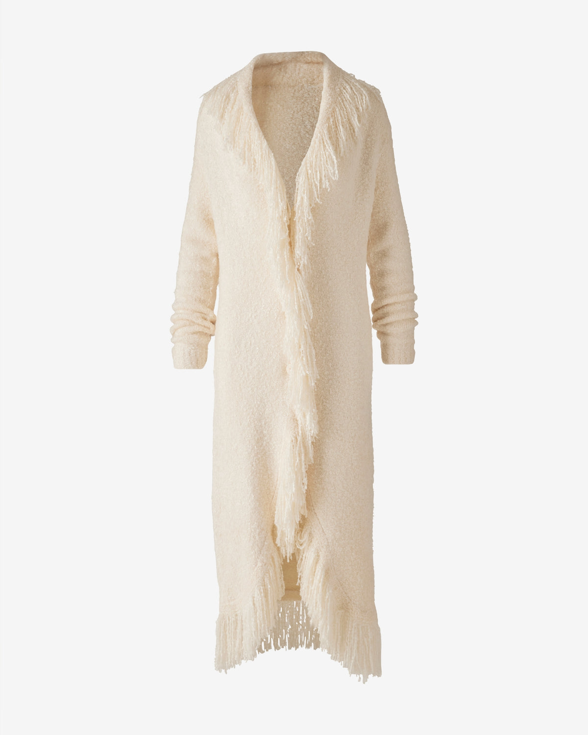 Boucle Fringe Sweater Duster Ecru
