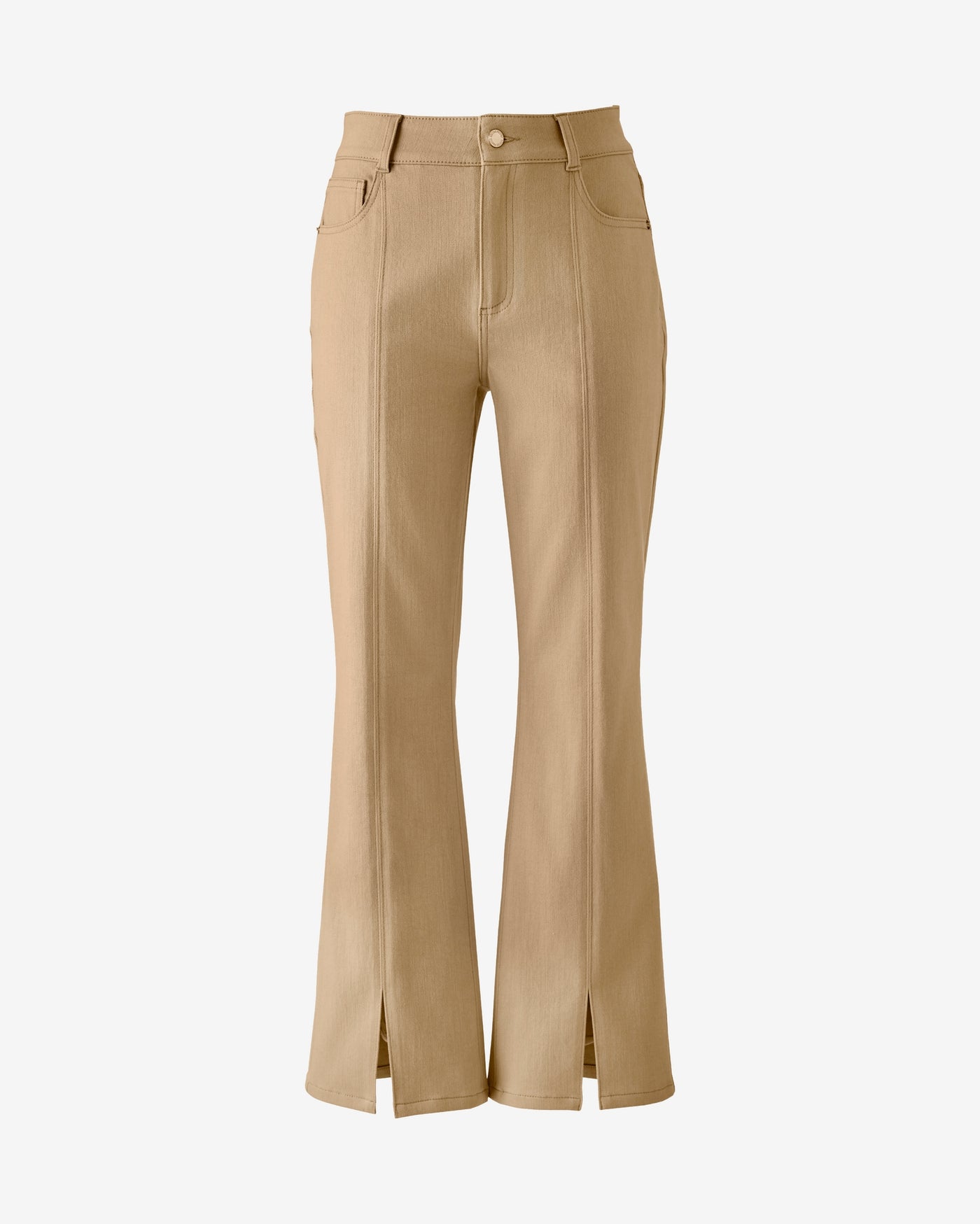 Cropped 5 Pocket Front Slit Jean Khaki