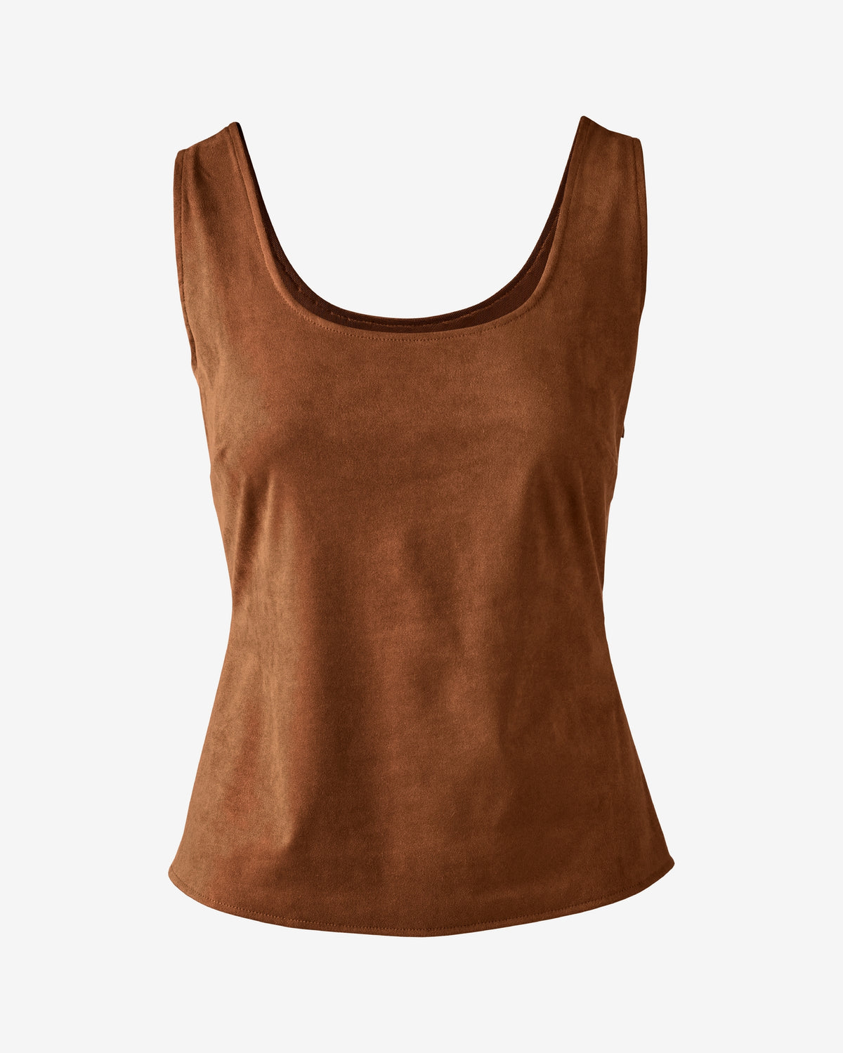 Faux Suede Scoop Neck Tank Top Tortoise Shell