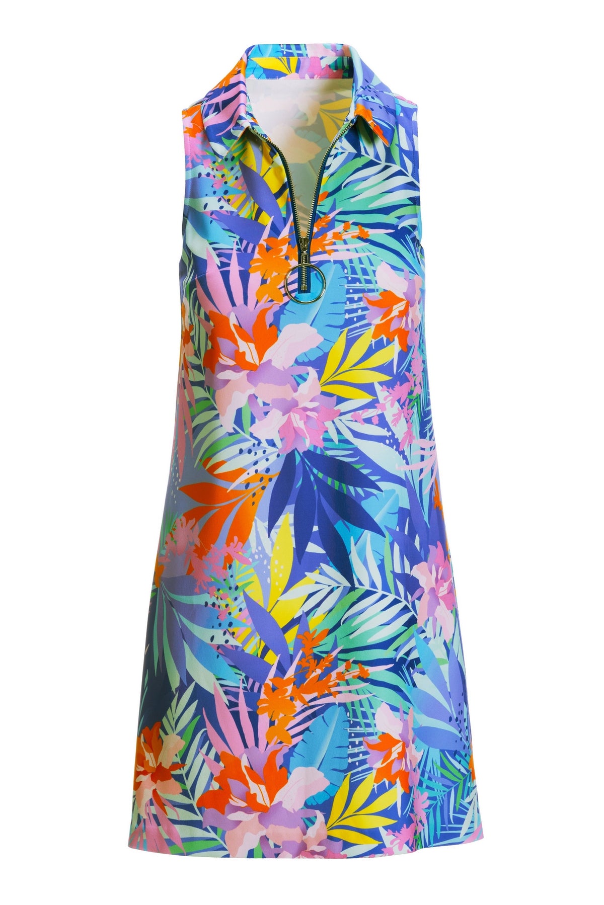 Lush Escape Collared Zip Dress Multi