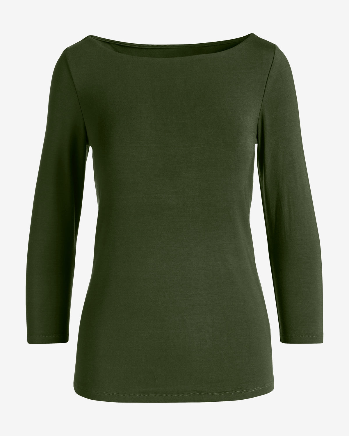So Effortless Boat Neck 3/4 Sleeve Knit Top Tuscan Olive