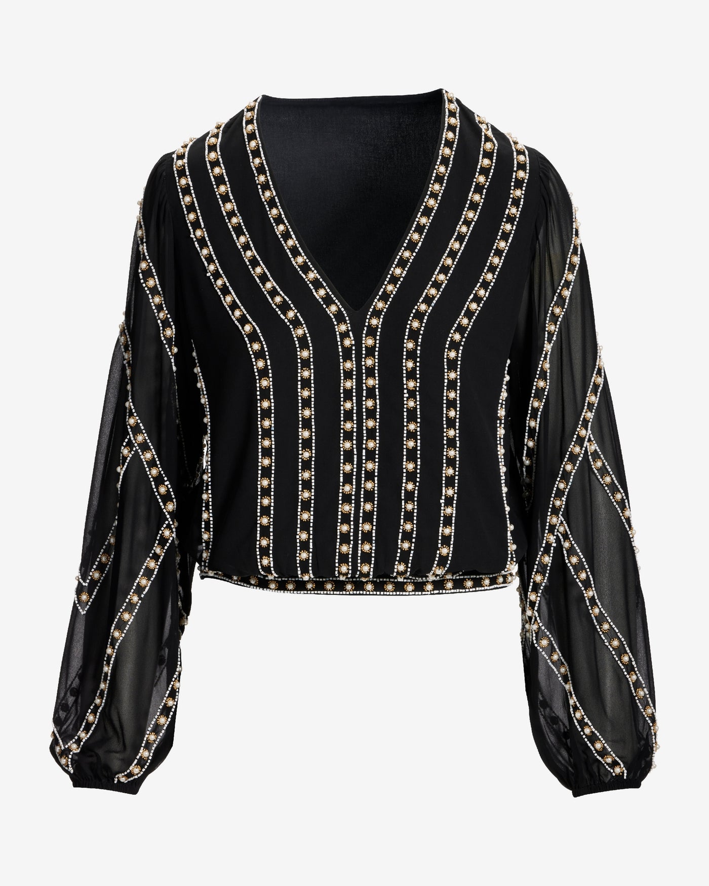 Pearl Grommet Detail Blouse Black