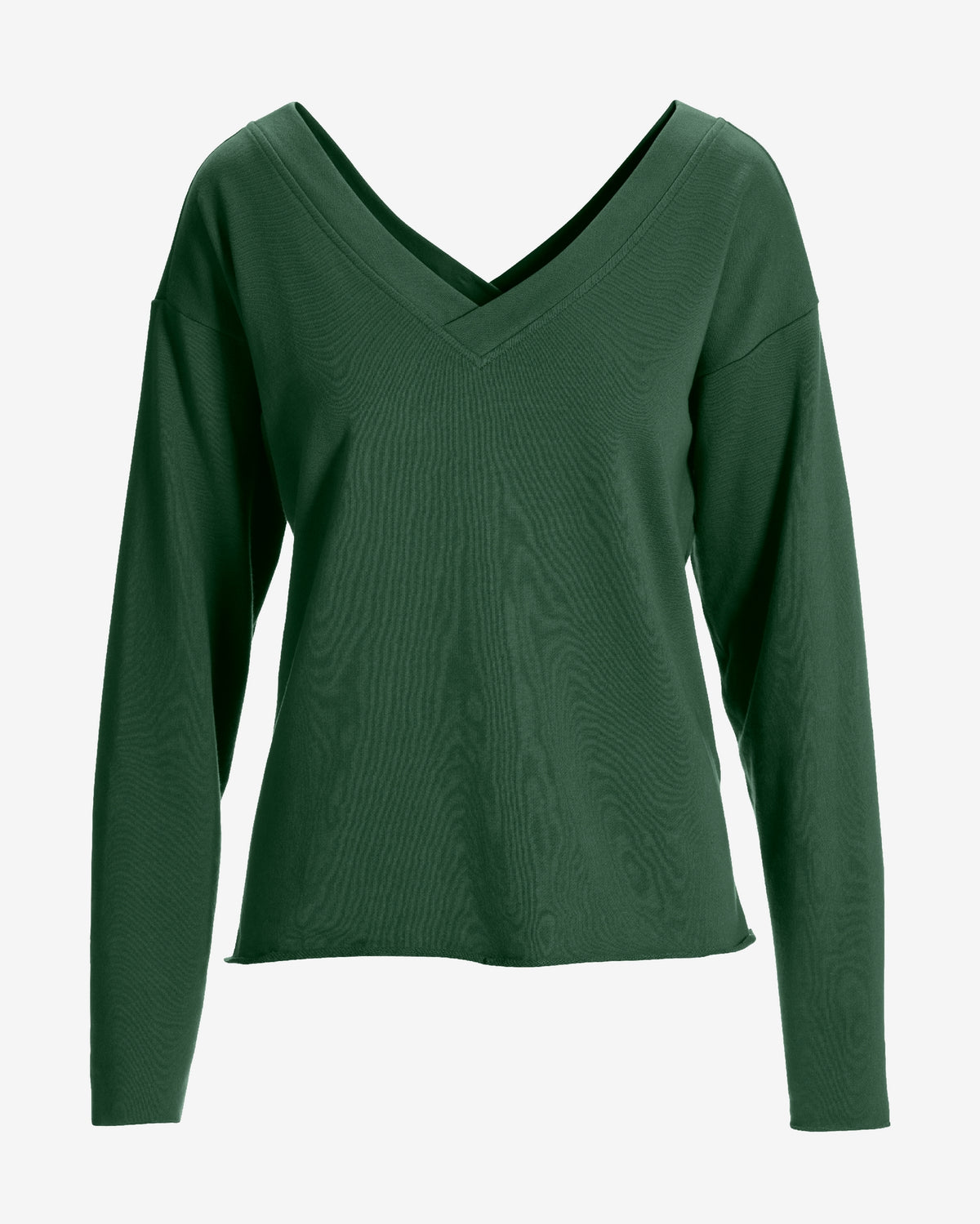 Cotton Comfort Double V Neck Sweatshirt Thyme Green