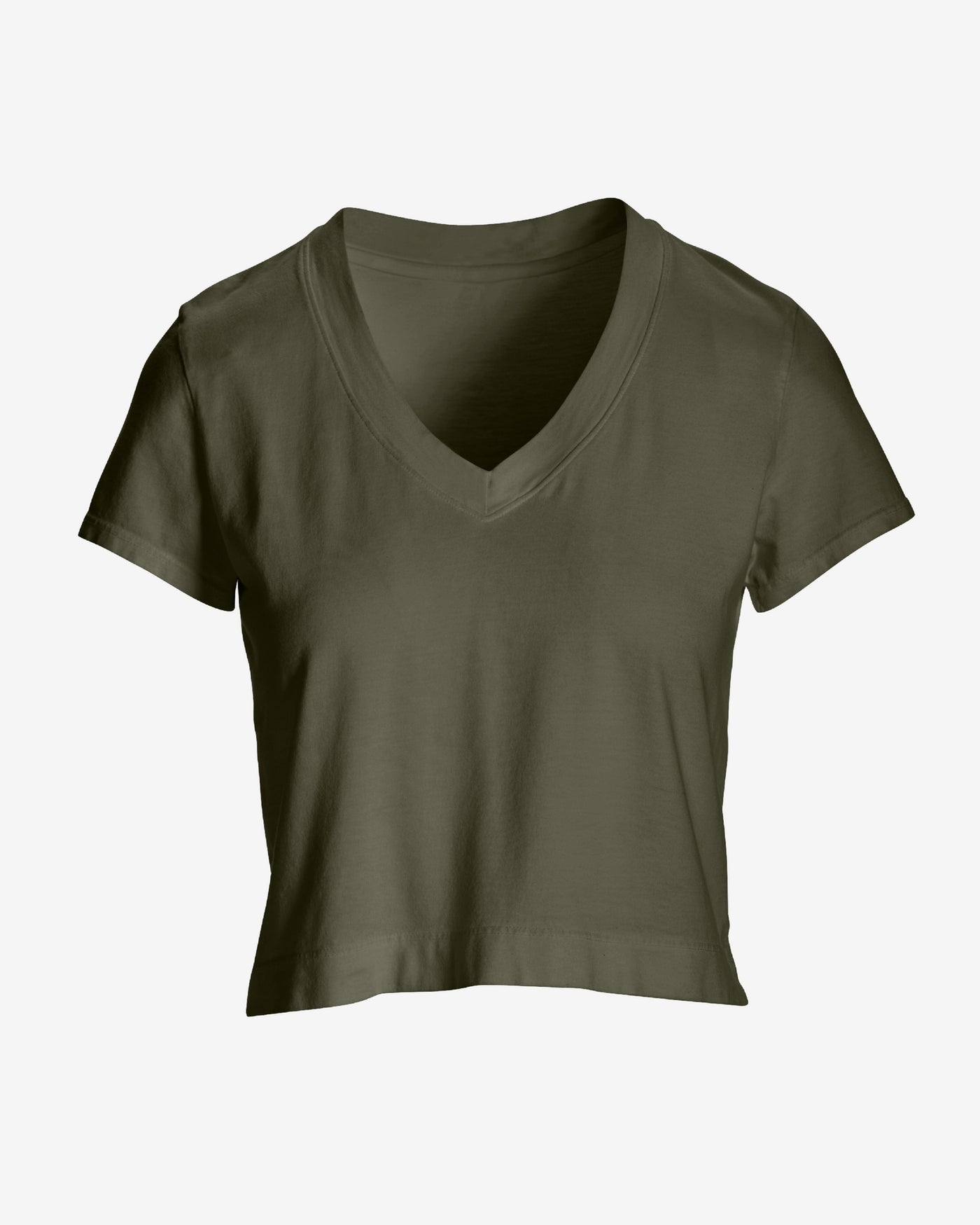 Cotton V Neck Short Sleeve Tee Olive Night