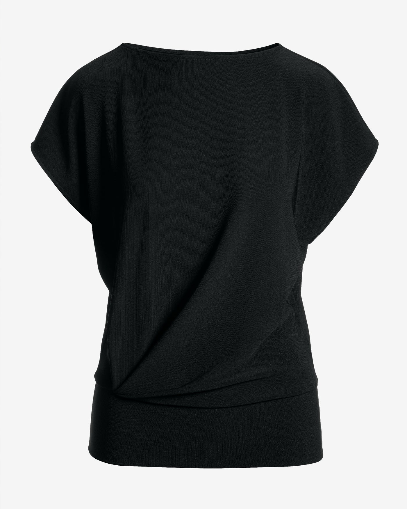 Beyond Travel Bateau Neck Blouson Top Jet Black