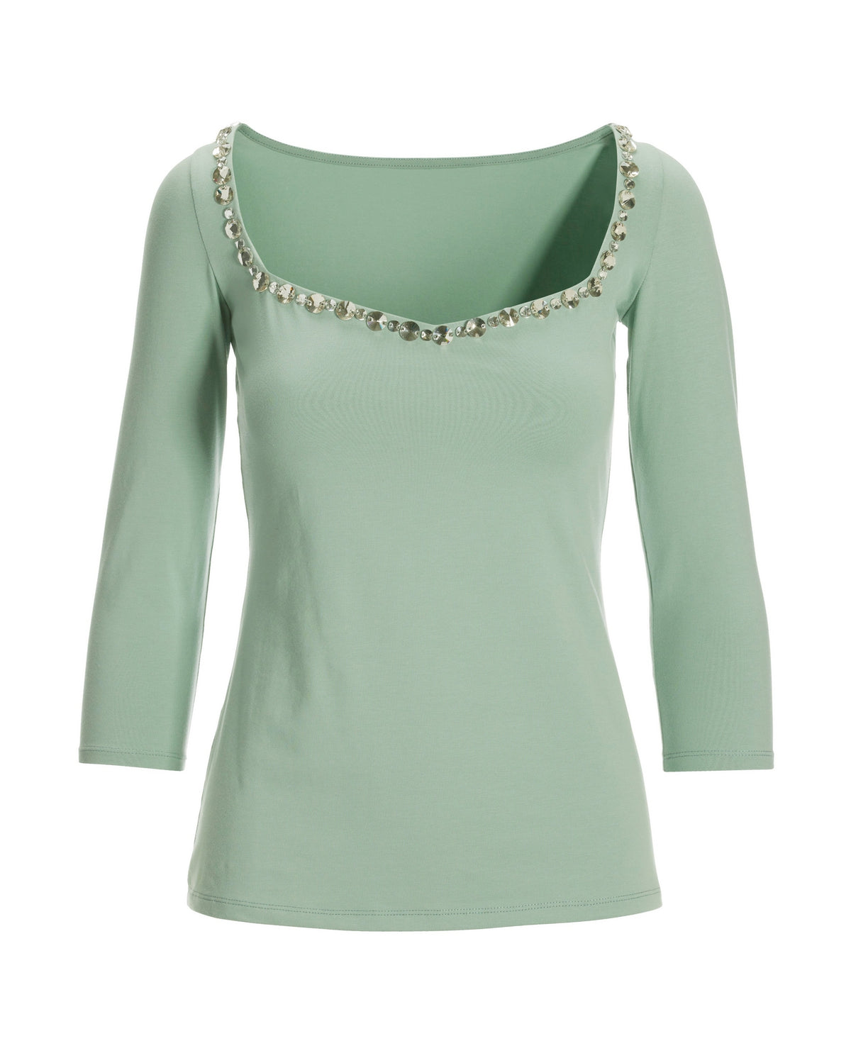 Jeweled Embellished Sweetheart Top Sage