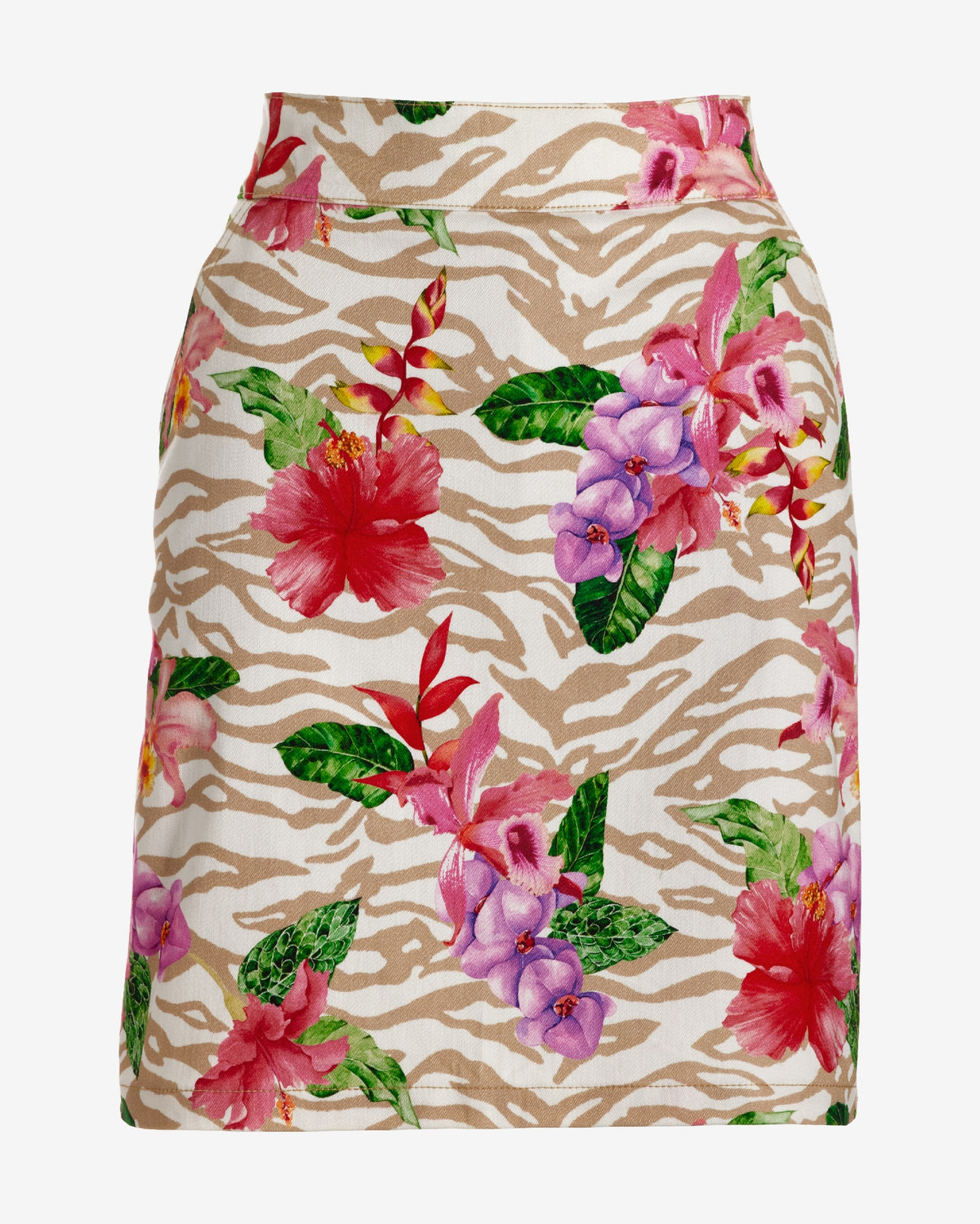 Print Pull-On Denim Skort Cape Town Tropics