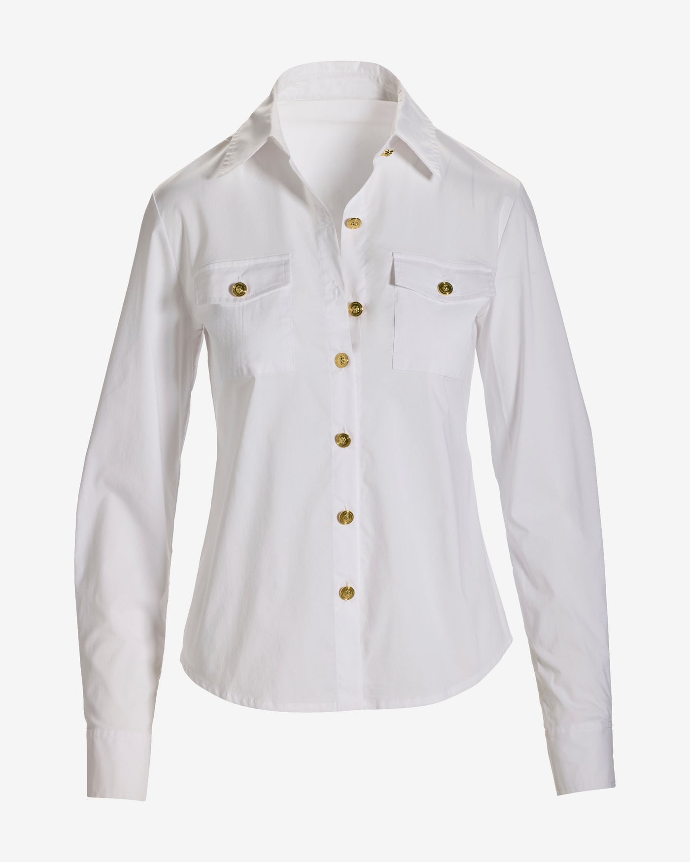 Utility Chic Poplin Button Down Shirt White