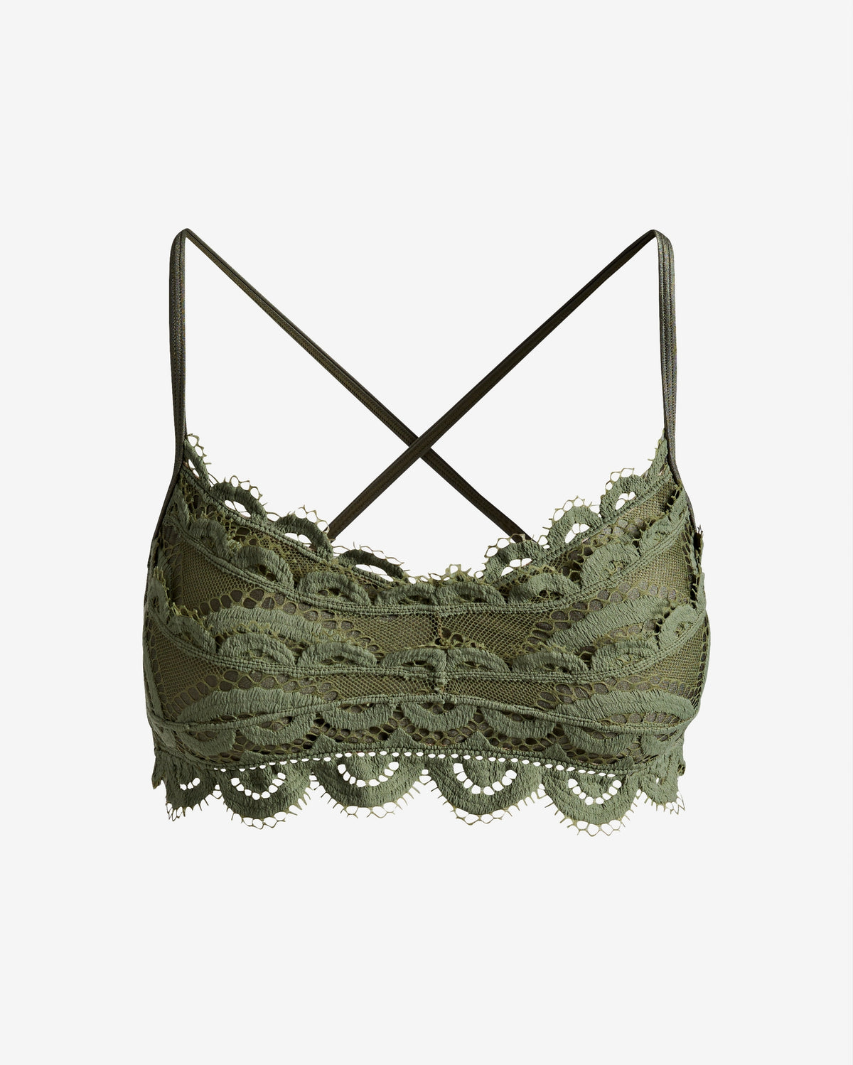 PQ Swim x Boston Proper Lace Overlay Bikini Top Olive
