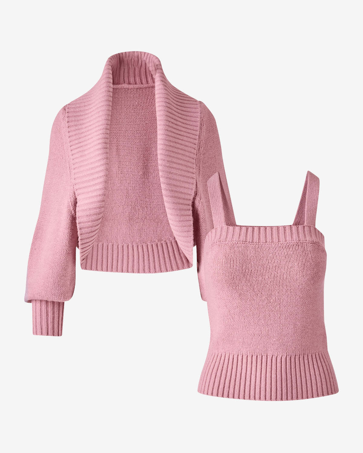 Cardigan and Square Neck Tank Sweater Set Mesa Rose