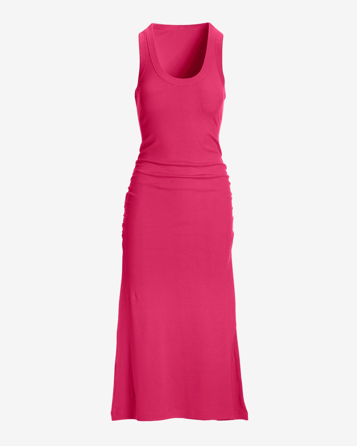 Scoop Neck Ruched Rib Knit Midi Dress Blossom